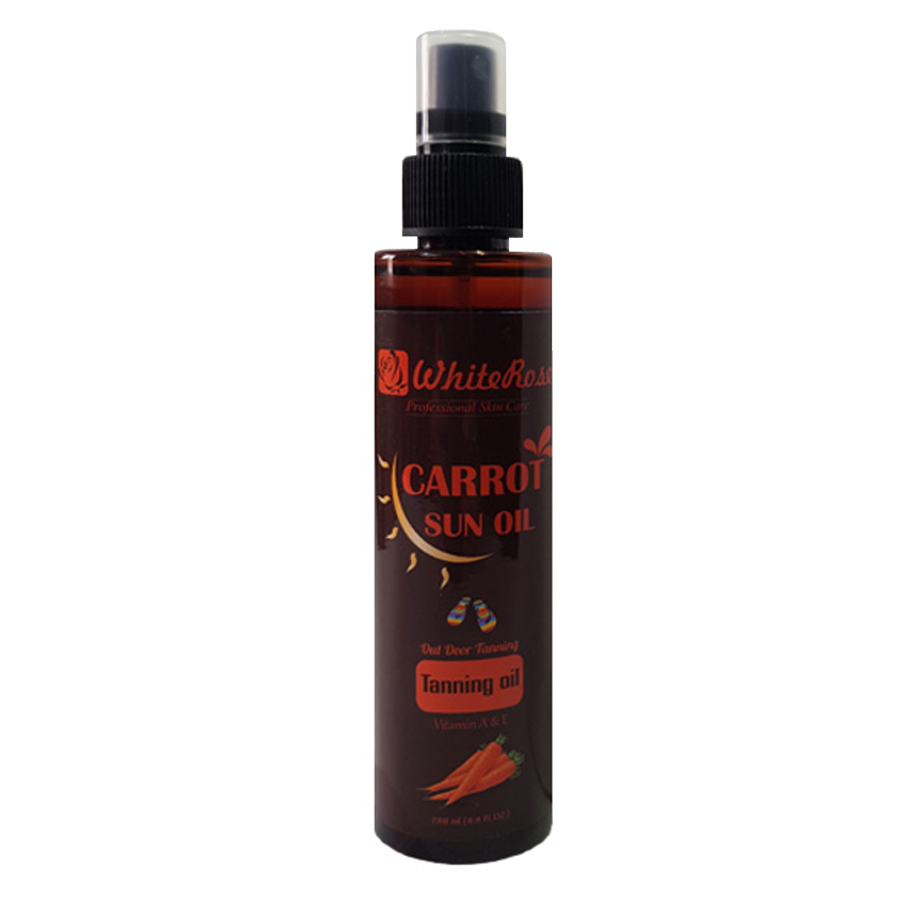روغن برنزه کننده وایت رز مدل carrot حجم 200 میلی لیتر