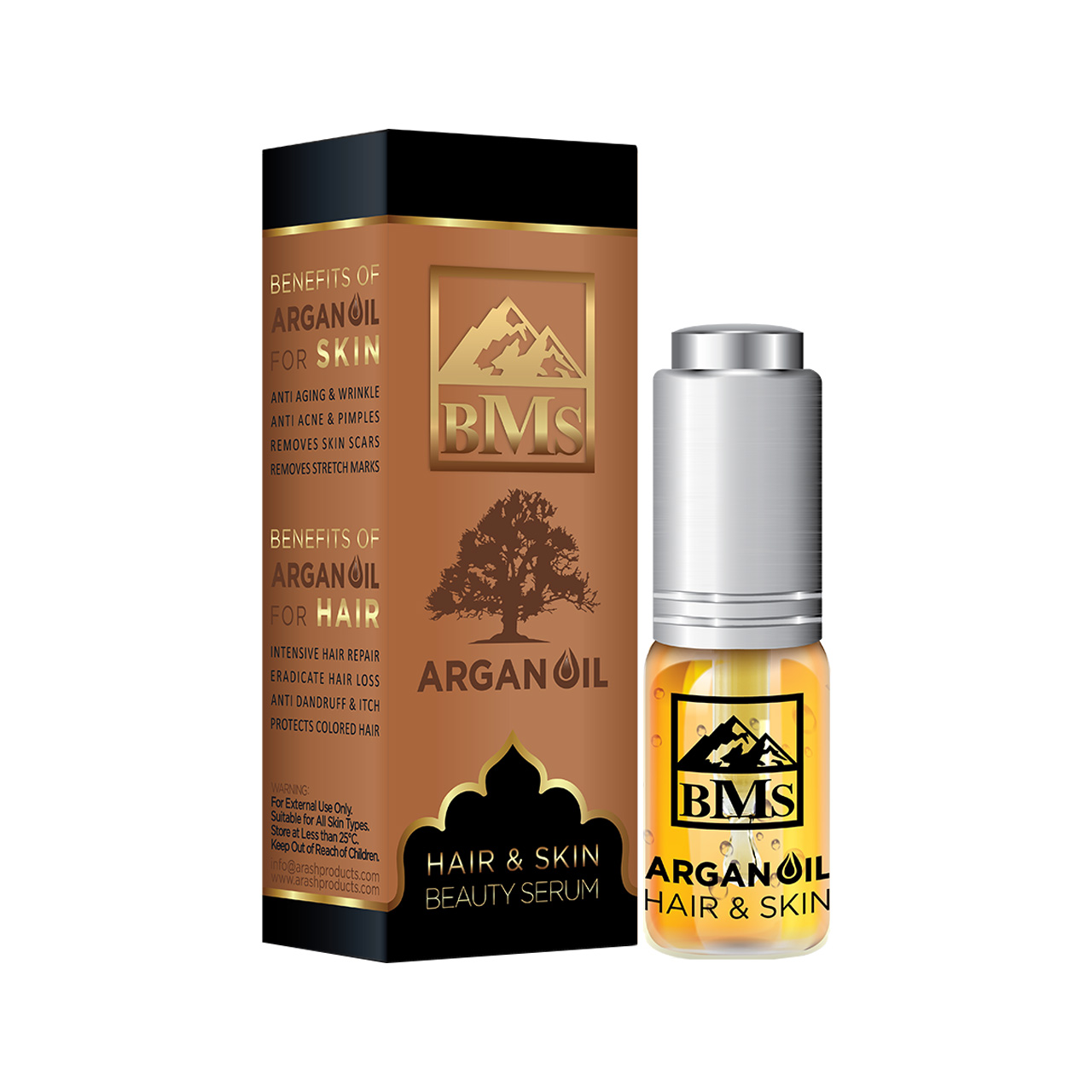 روغن پوست و مو بی ام اس مدل argan oil حجم 10 میلی لیتر