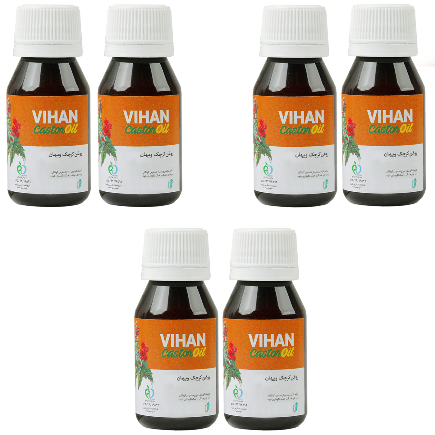 روغن کرچک ویهان کد castor6 حجم 40 میلی لیتر مجموعه 6 عددی