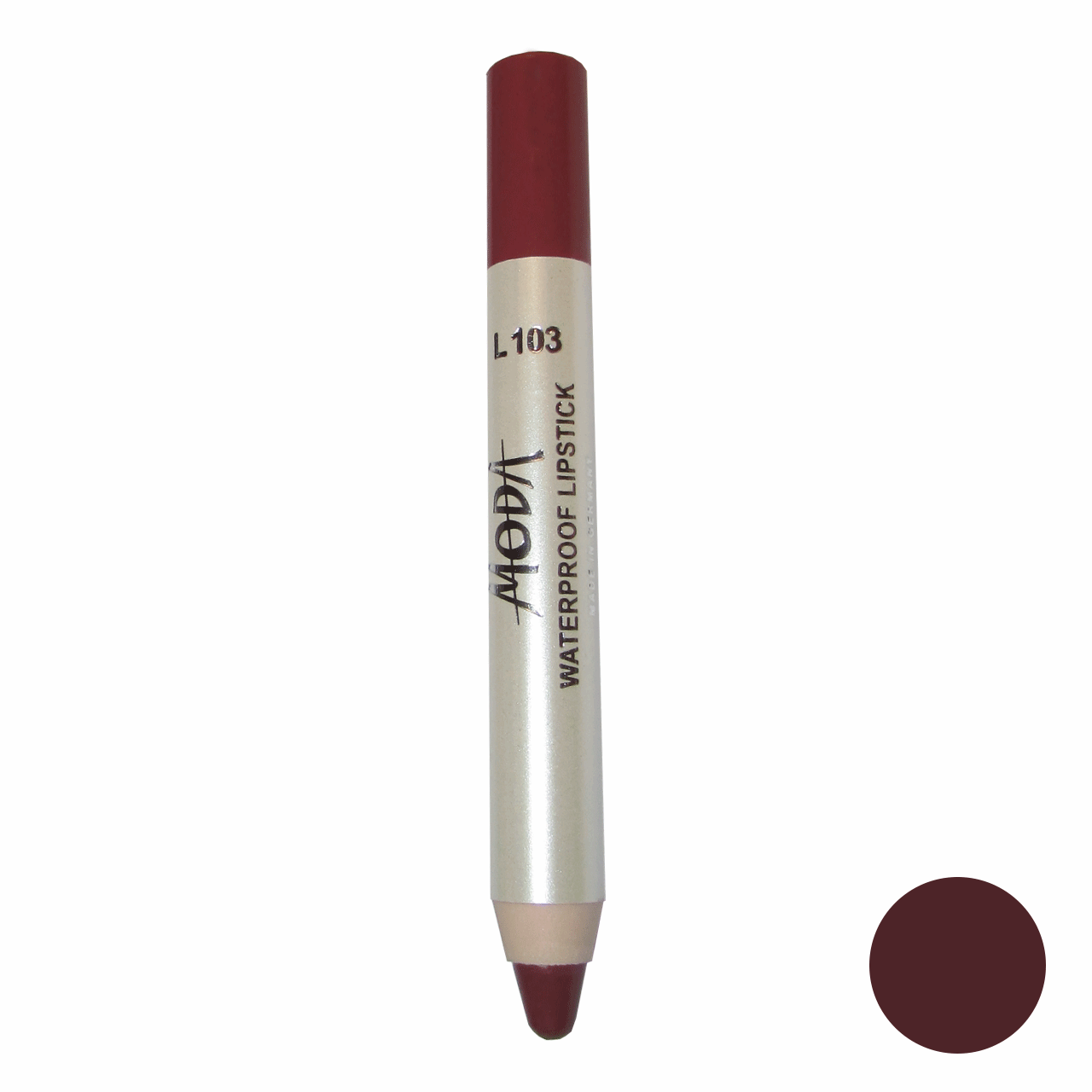 رژلب مدادی مودا مدل waterproof lipstick شماره l103