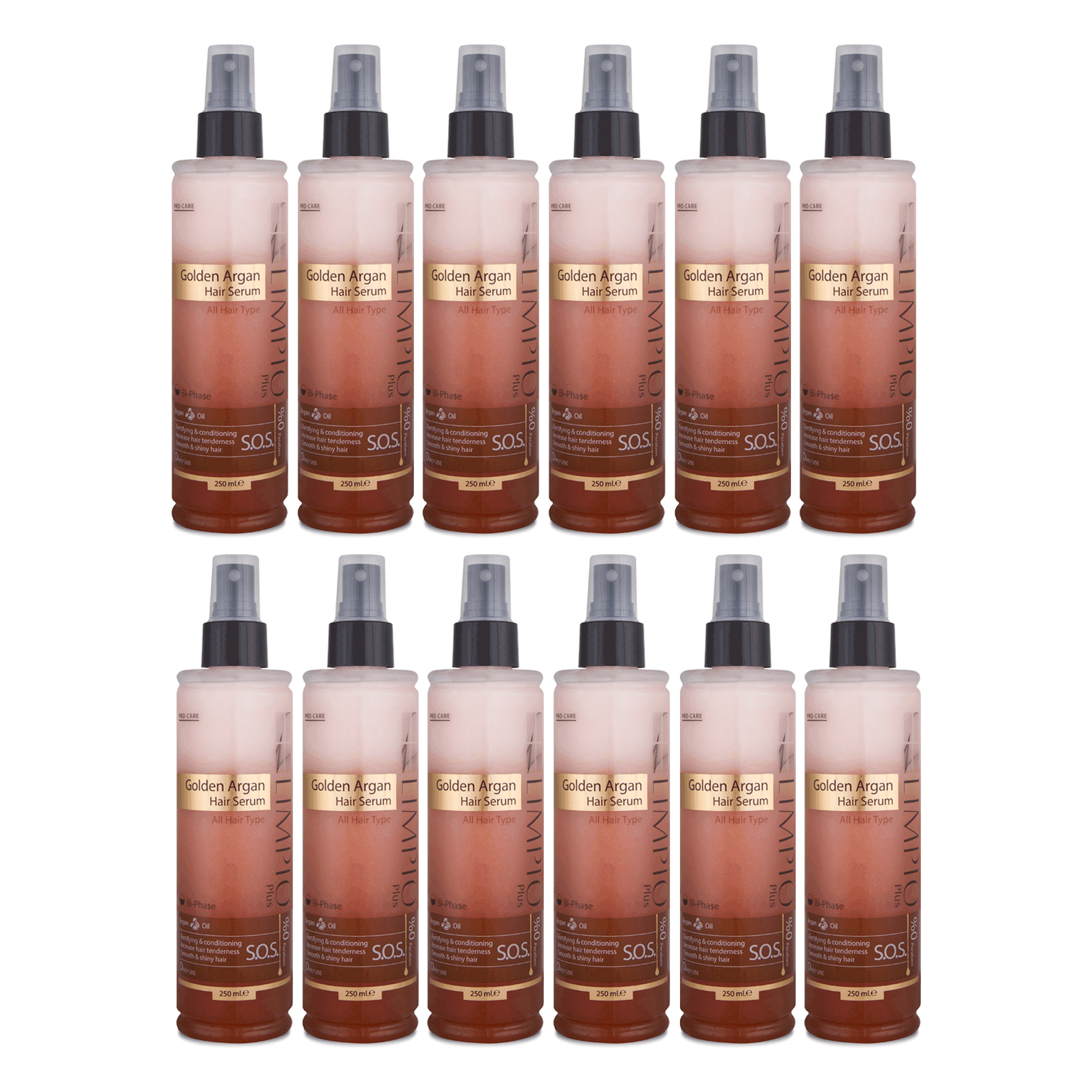 سرم مو لیمپیو مدل golden argan حجم 250 میلی لیتر مجموعه 12 عددی