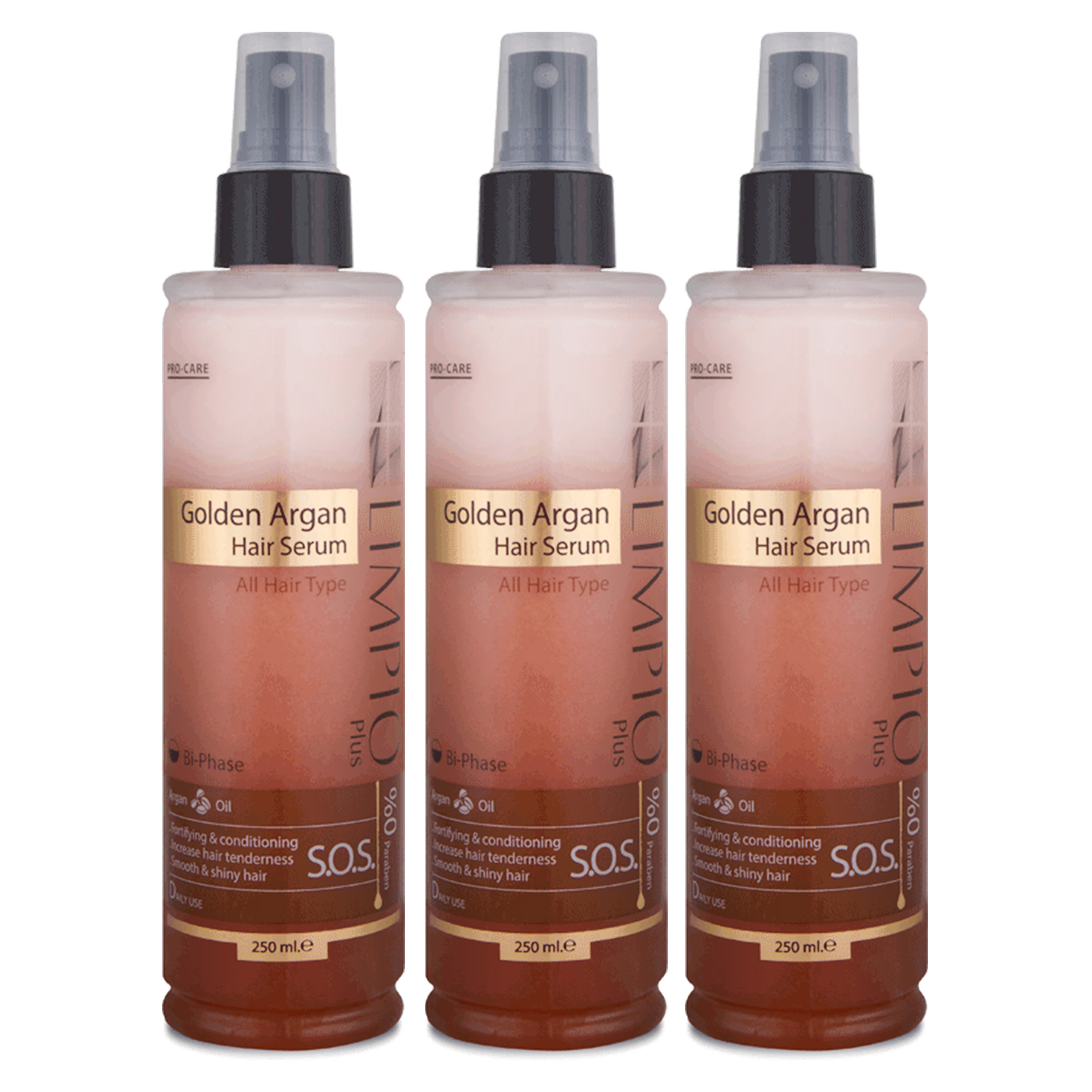 سرم مو لیمپیو مدل golden argan حجم 250 میلی لیتر مجموعه 3 عددی