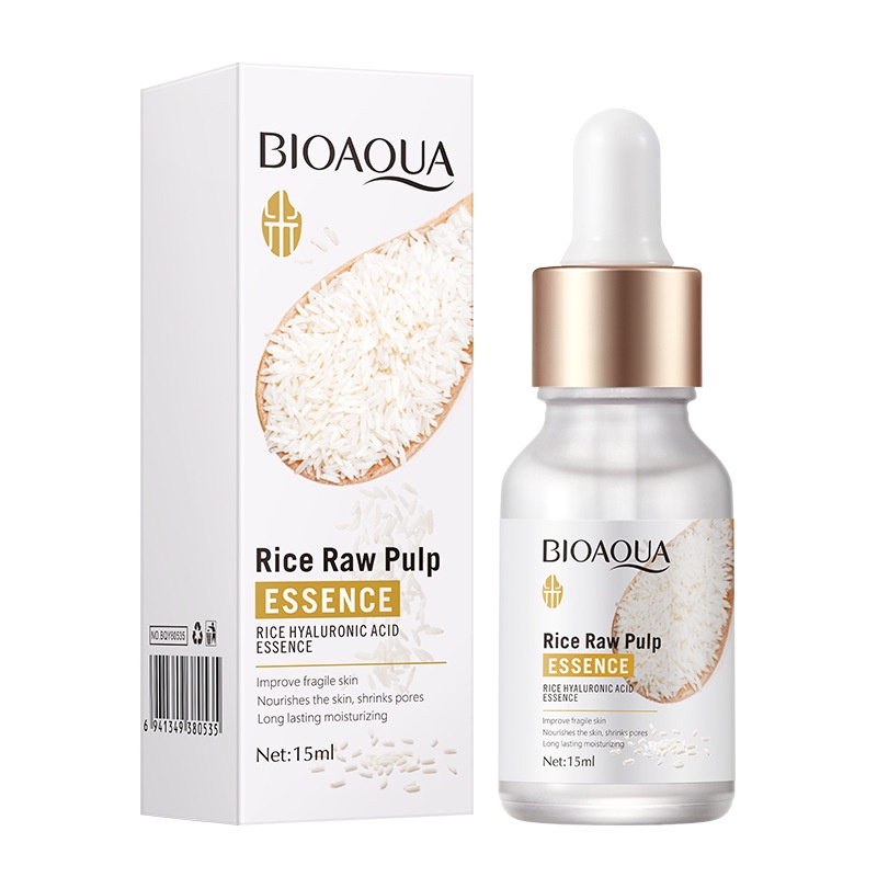سرم پوست بایو آکوا مدل rice raw pulp hyaluronic acid حجم 15 میلی لیتر