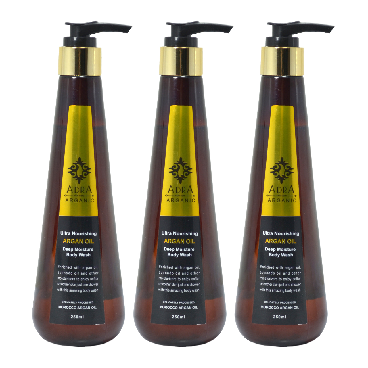 شامپو بدن آدرا مدل argan حجم 250 میلی لیتر مجموعه 3 عددی