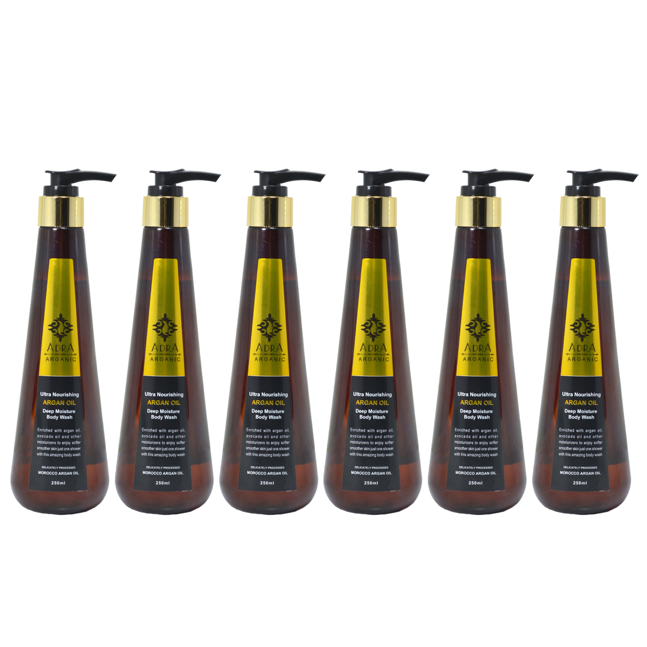شامپو بدن آدرا مدل argan حجم 250 میلی لیتر مجموعه 6 عددی