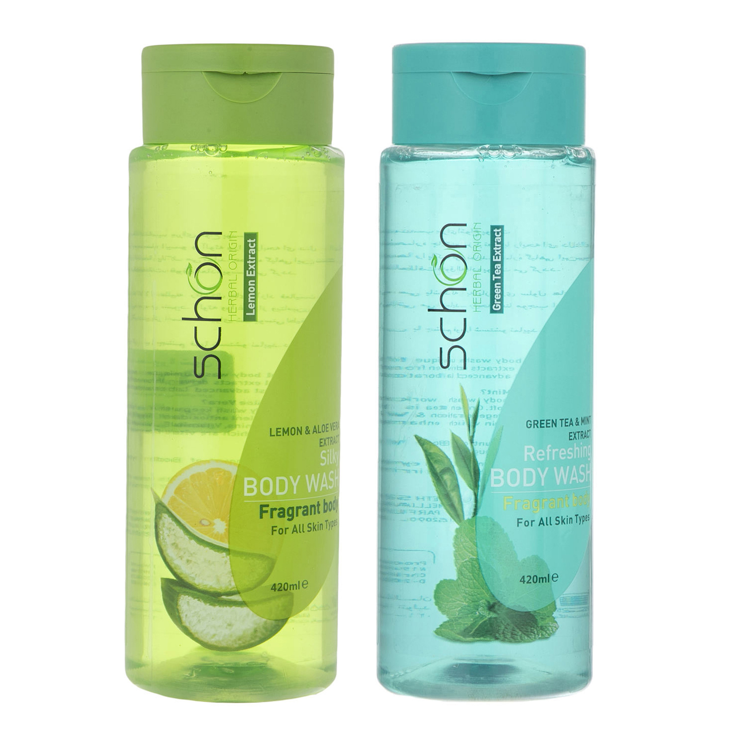 شامپو بدن شون مدل green tea and aloevera حجم 420 میلی لیتر مجموعه 2 عددی