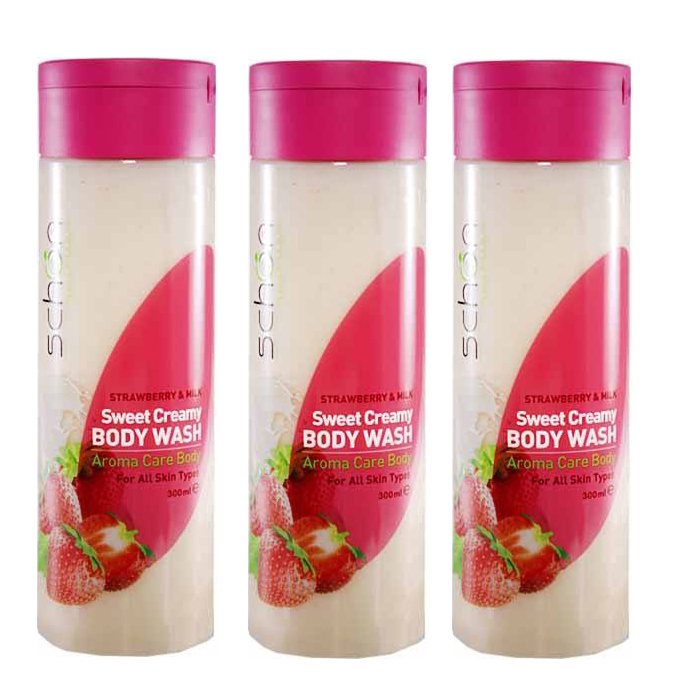 شامپو بدن شون مدل strawberry and milk حجم 300 میلی لیتر 3 عددی