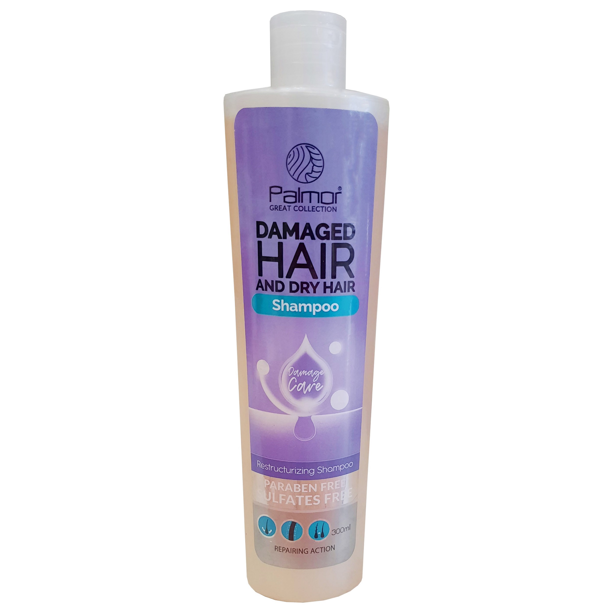 شامپو تقویت کننده و ترمیم کننده مو پالمور مدل damage hair حجم 300 میلی لیتر
