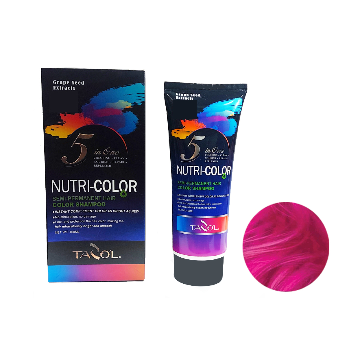 شامپو رنگ مو تازولاف مدل nutri color حجم 150 میلی لیتر رنگ صورتی