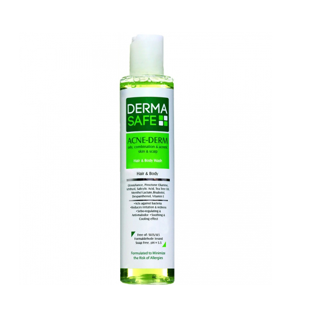 شامپو سر و بدن درماسیف مدل acne derm حجم ۲۰۰ میلی لیتر