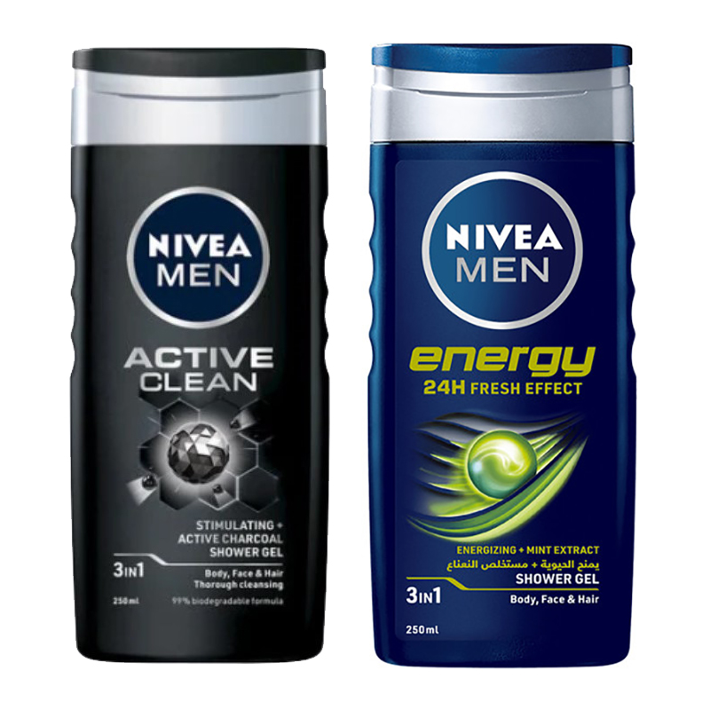 شامپو سر و بدن نیوآ مدل active clean  energy حجم 250 میلی لیتر بسته دو عددی