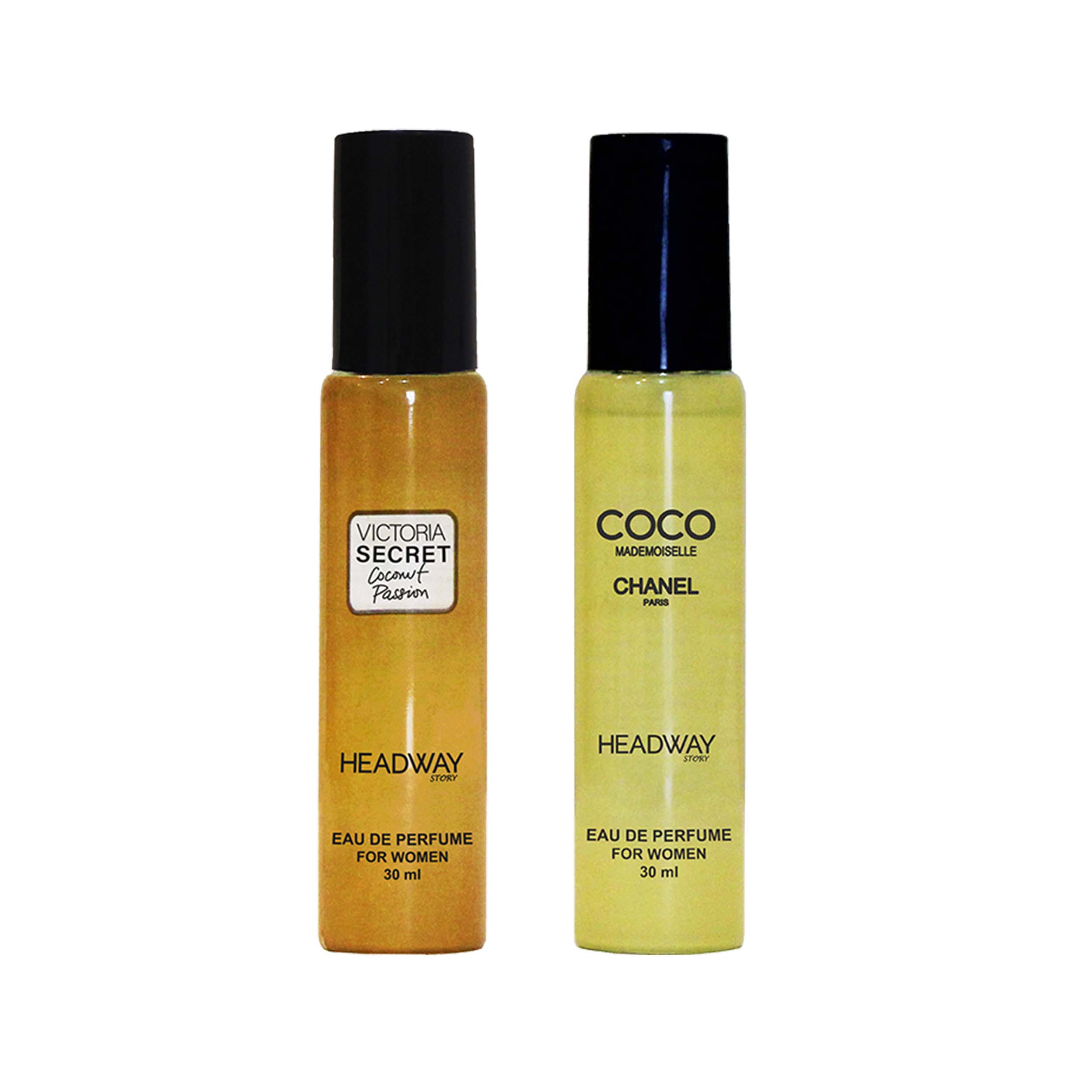 عطر جیبی زنانه هدوی استوری مدل کوکو شنل و ویکتوریا سکرت نارگیل حجم 30 میلی لیتر مجموعه 2 عددی
