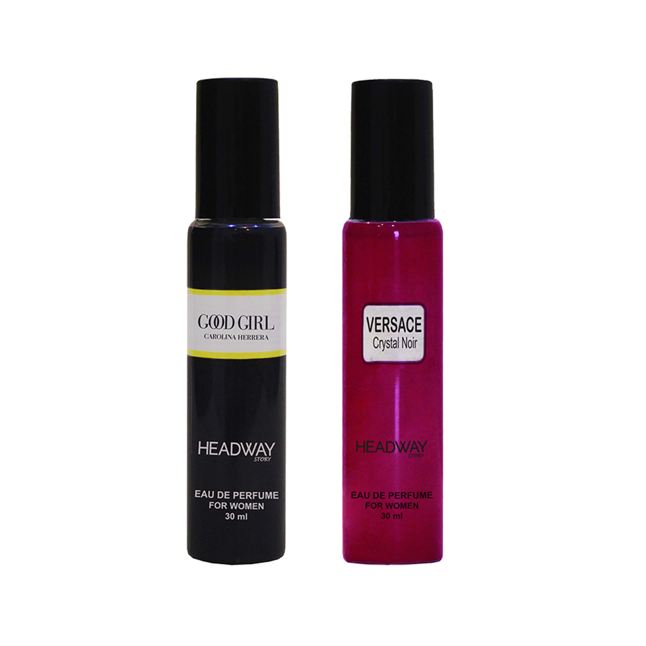 عطر جیبی زنانه هدوی استوری مدل گود گرل و ورساچه کریستال نویر حجم 30 میلی لیتر مجموعه 2 عددی