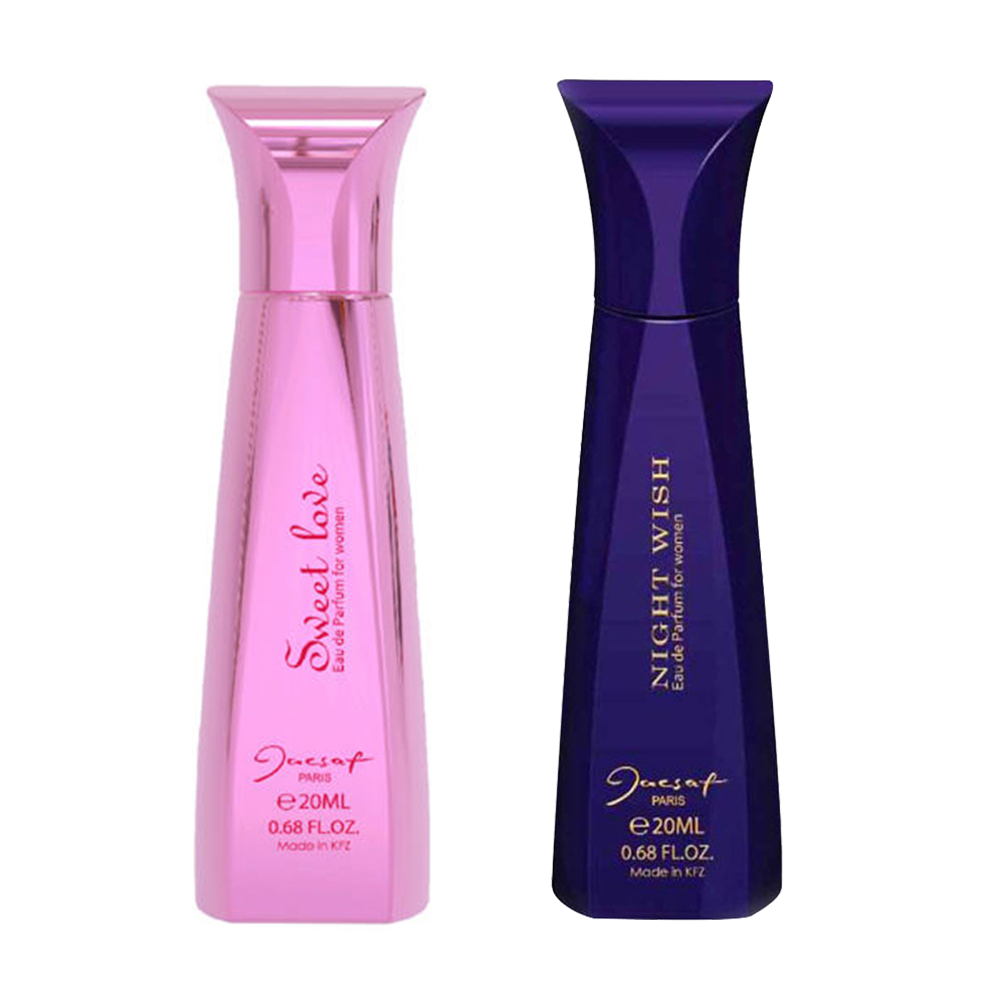 عطر جیبی زنانه ژک ساف مدل night wish حجم 20 میلی لیتر به همراه عطر جیبی زنانه ژک ساف مدل sweet love حجم 20 میلی لیتر