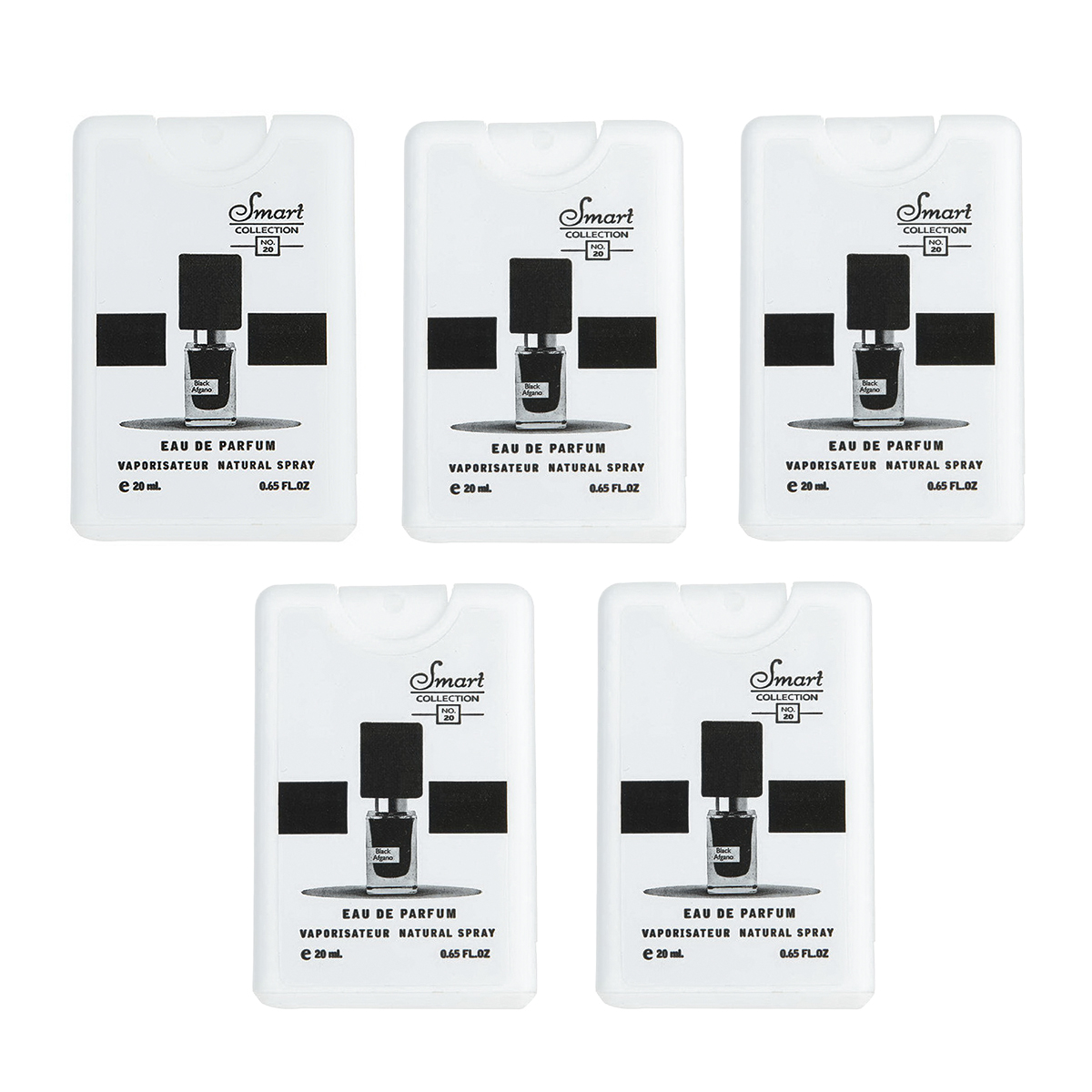 عطر جیبی مردانه اسمارت کالکشن مدل black afgano حجم 20 میلی لیتر مجموعه 5 عددی