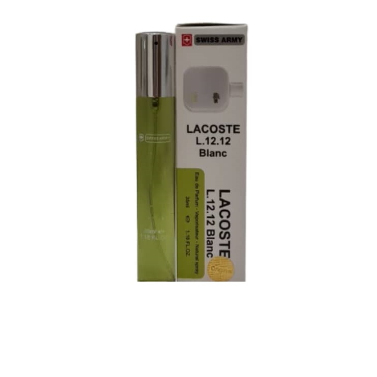 عطر جیبی مردانه سوئیس آرمی مدل lacoste l.12.12 blanc حجم 35 میلی لیتر مجموعه 3 عددی