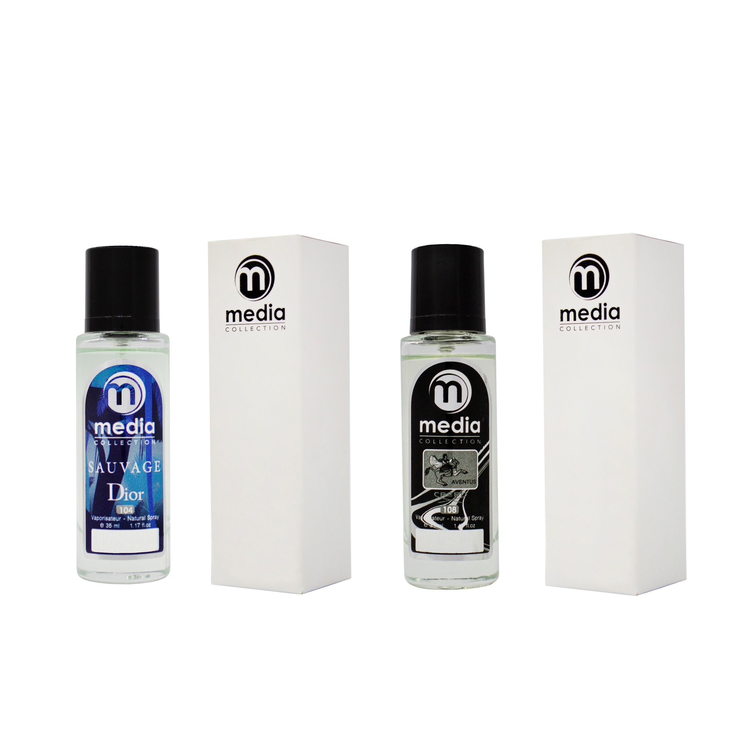 عطر جیبی مردانه مدیا مدل creed aventus حجم 35 میلی لیتر به همراه عطر جیبی مردانه مدیا مدل sauvage حجم 35 میلی لیتر