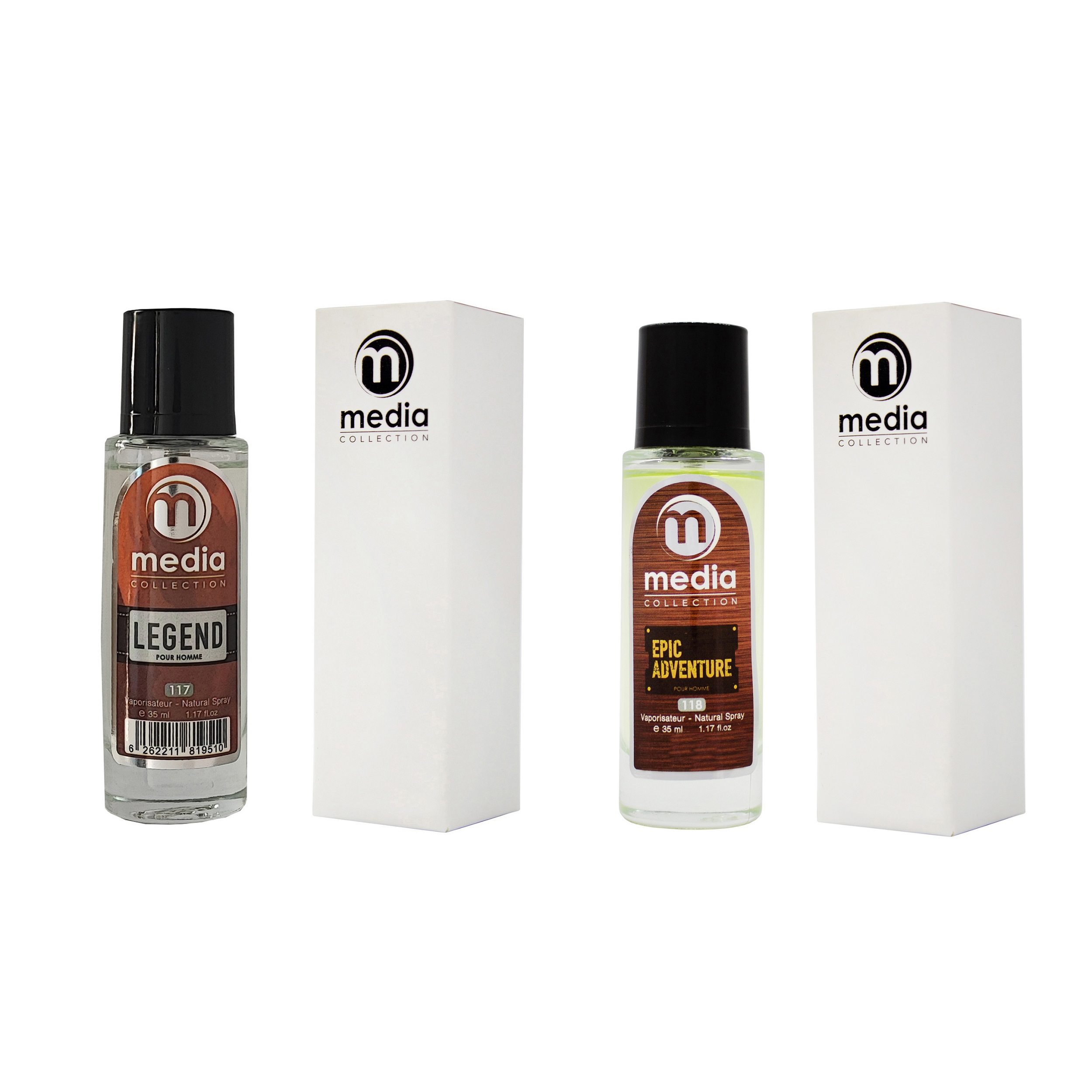 عطر جیبی مردانه مدیا مدل epic حجم 35 میلی لیتر به همراه عطر جیبی مردانه مدیا مدل legend حجم 35 میلی لیتر
