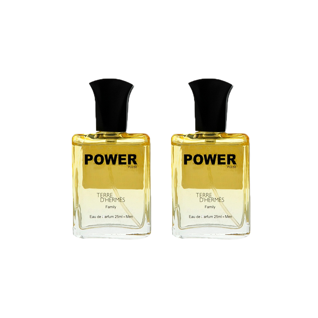 عطر جیبی مردانه پاور پالس مدل terre d’hermes family حجم 25 میلی لیتر بسته 2 عددی