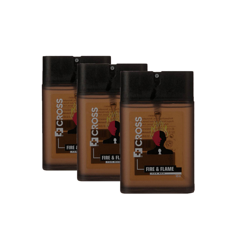عطر جیبی مردانه کراس مدل fire and flame حجم 45 میلی لیتر مجموعه 3 عددی