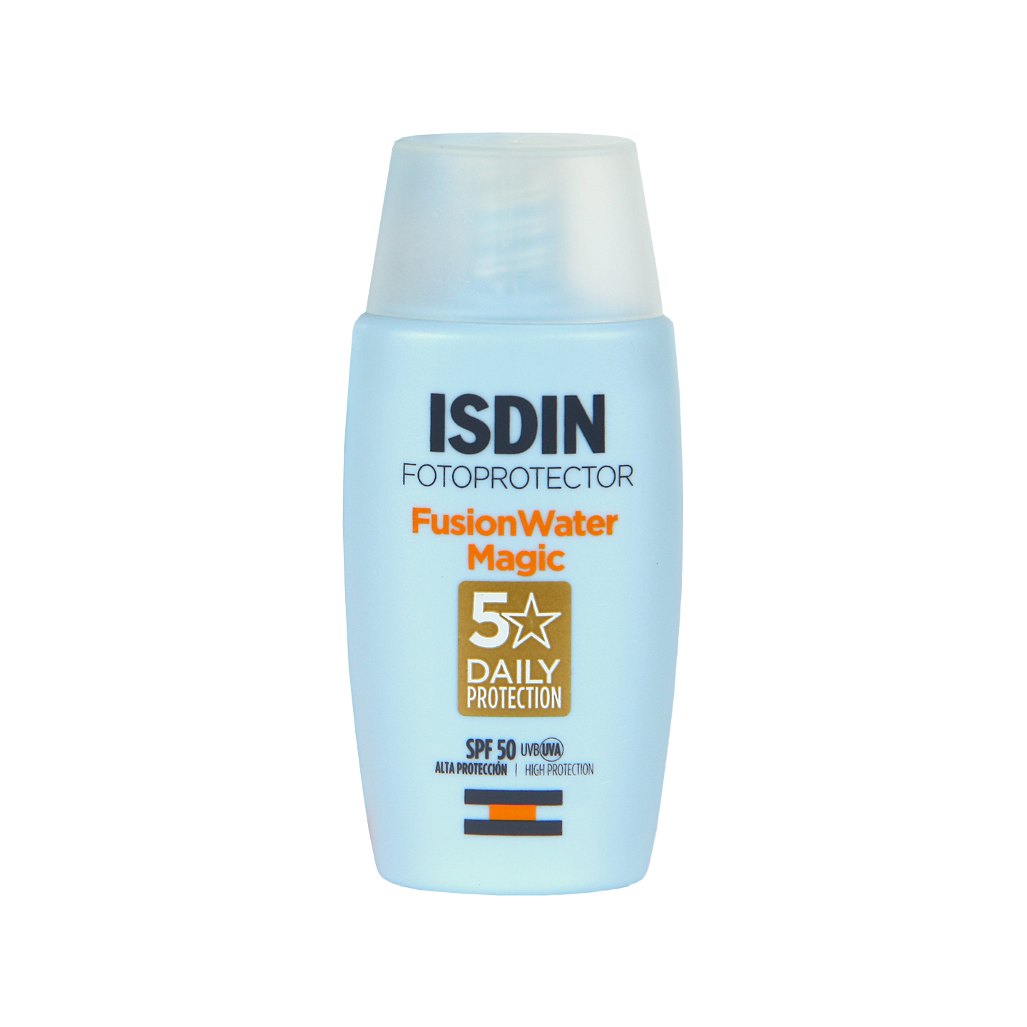فلوئید ضد آفتاب بدون رنگ ایزدین spf 50 مدل fusion water magic ‌مناسب انواع پوست حجم 50 میلی‌لیتر