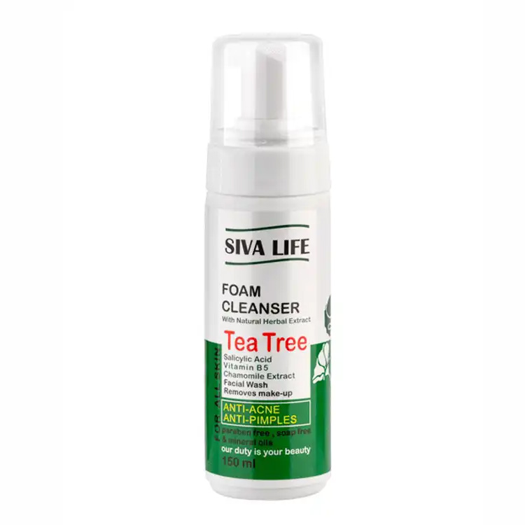 فوم شستشو صورت سیوا لایف مدل tea tree حجم 150 میلی لیتر