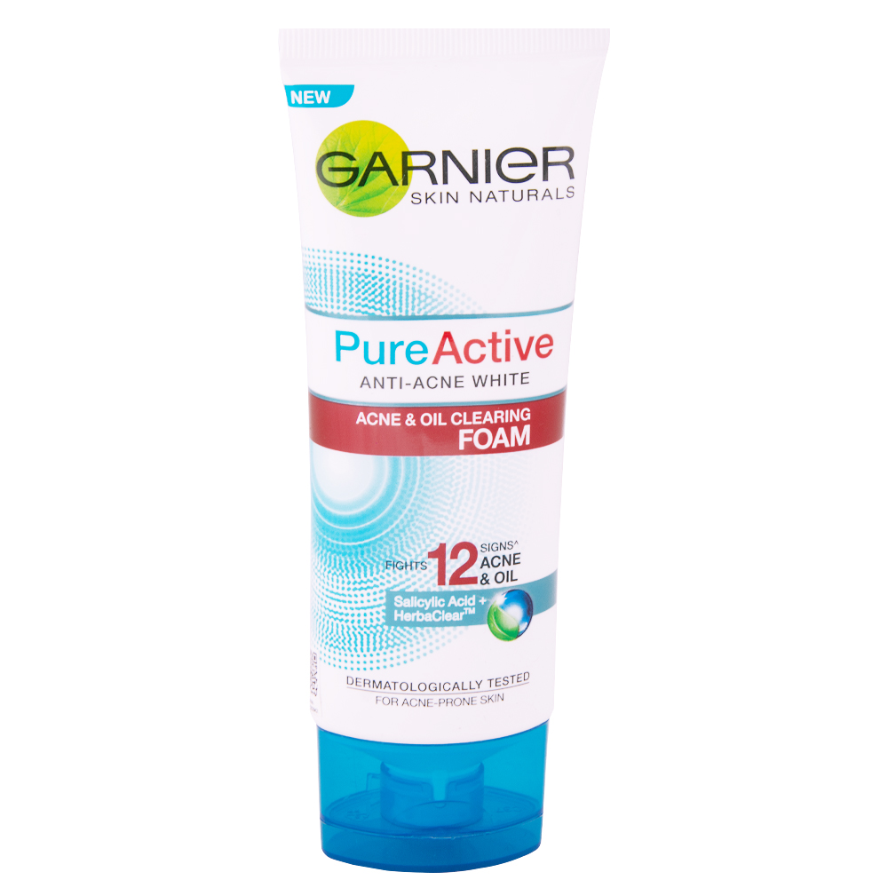 فوم لایه بردار پوست گارنیه مدل anti acne white حجم 100 میلی لیتر