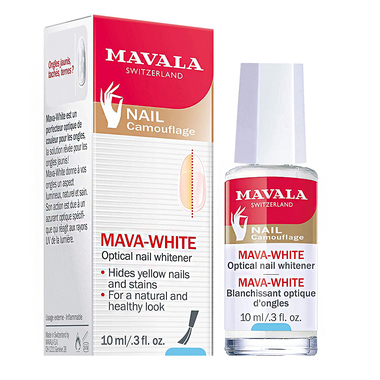لاک روشن کننده رنگ ناخن ماوالا مدل mavawhite حجم 10 میلی لیتر
