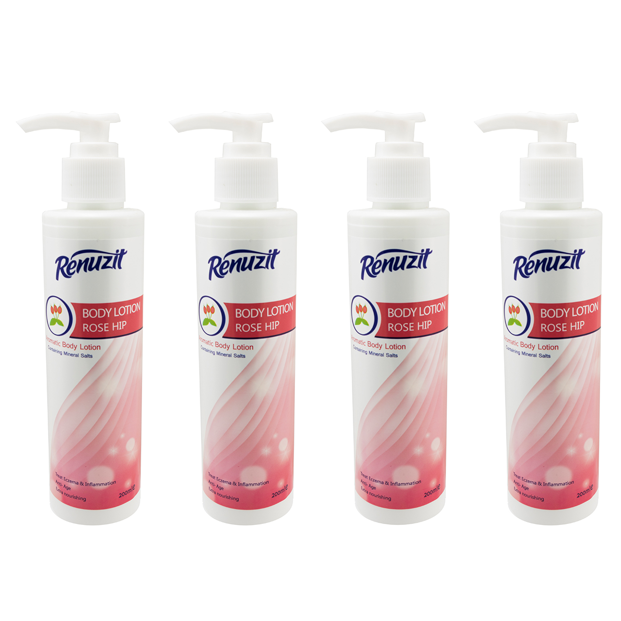 لوسیون بدن رینو زیت مدل rose hip حجم 200 میلی لیتر مجموعه 4 عددی
