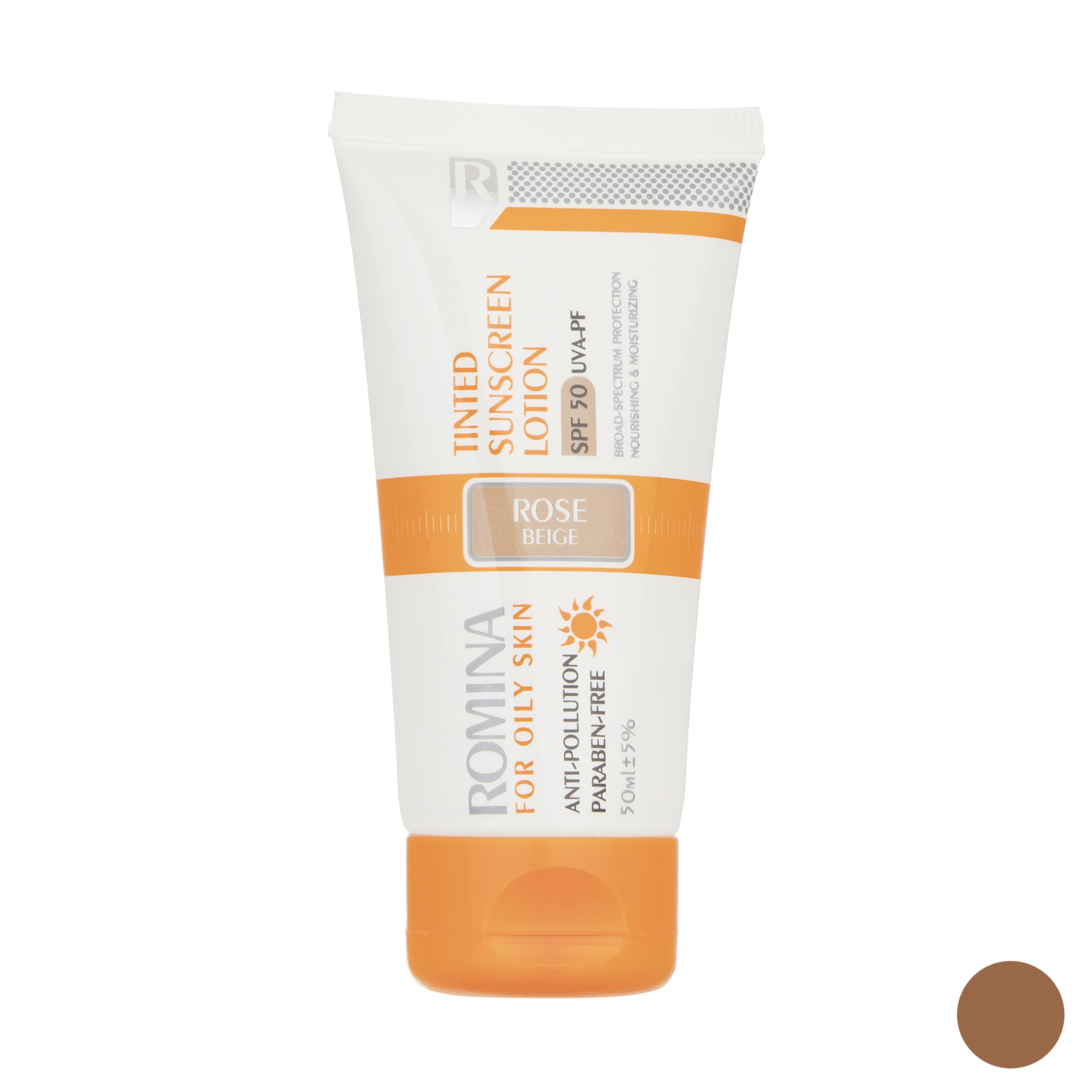 لوسیون ضد آفتاب رومینا مدل rose beige 50 حجم 50 میلی لیتر