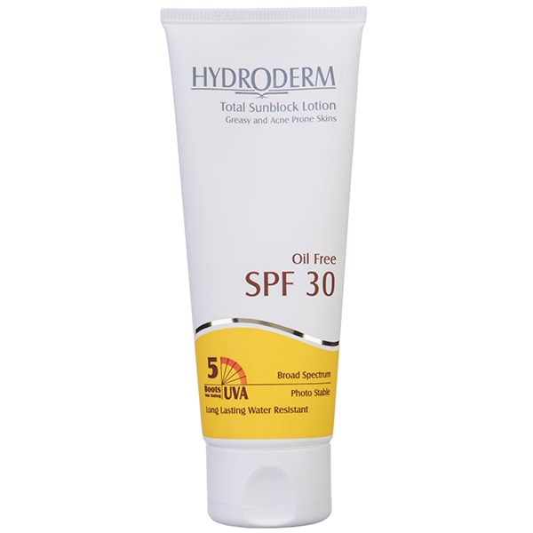 لوسیون ضد آفتاب هیدرودرم سری فاقد چربی spf30 حجم 75 میلی لیتر