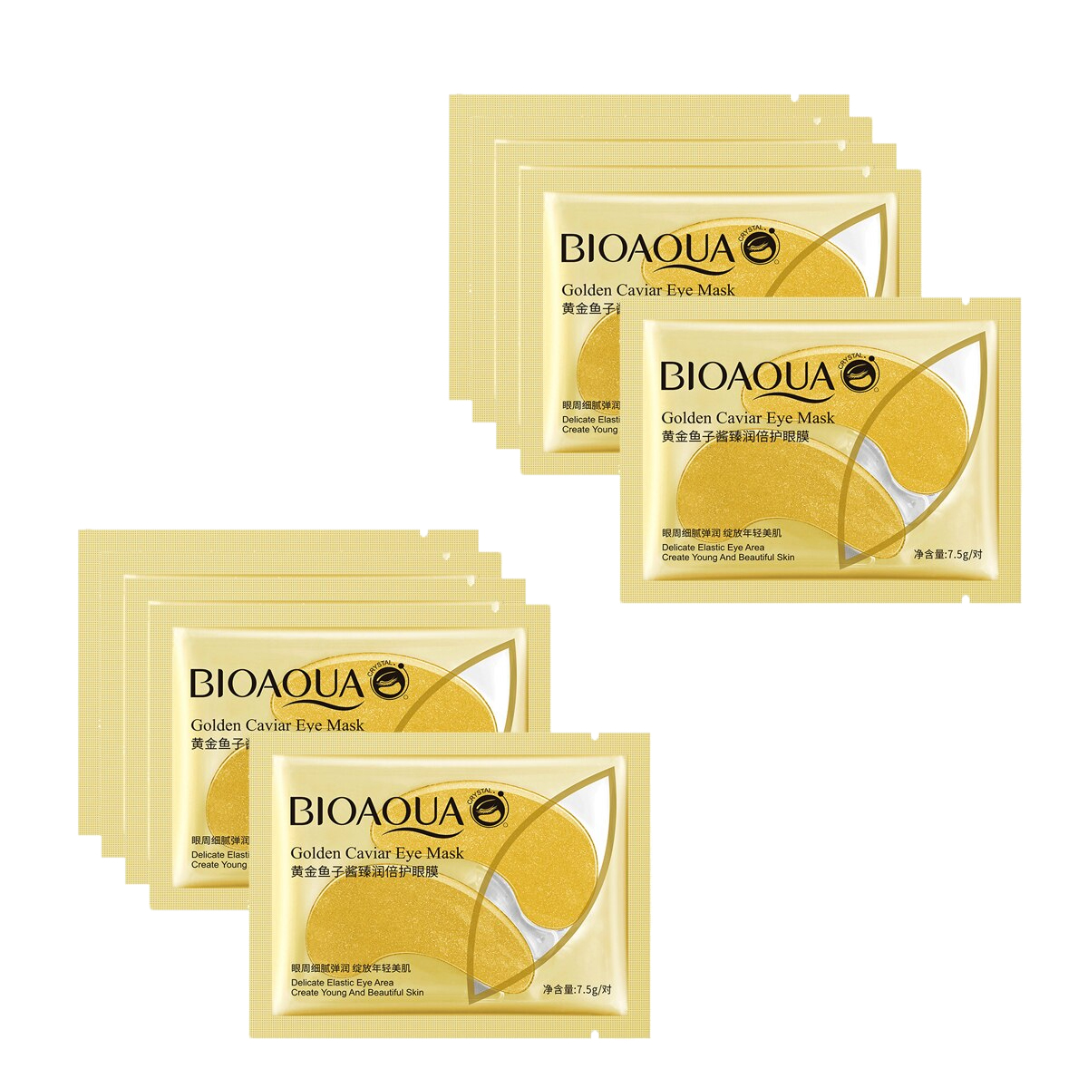ماسک زیر چشم بایواکوا مدل gold وزن 7.5 گرم بسته 10عددی