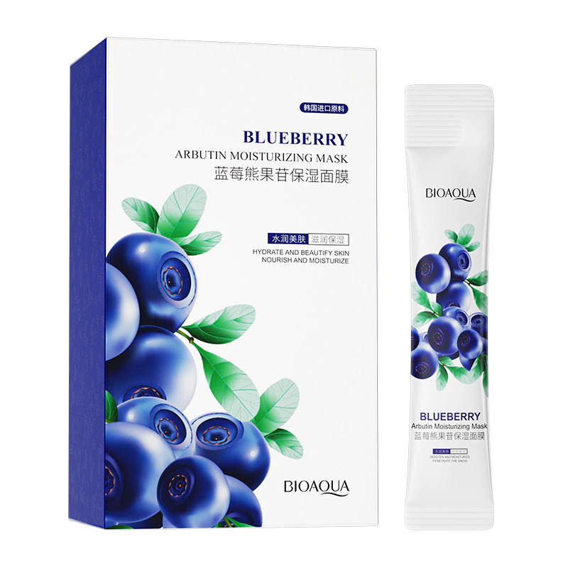 ماسک صورت بایو آکوا مدل blueberry حجم 4 میلی لیتر بسته 20 عددی