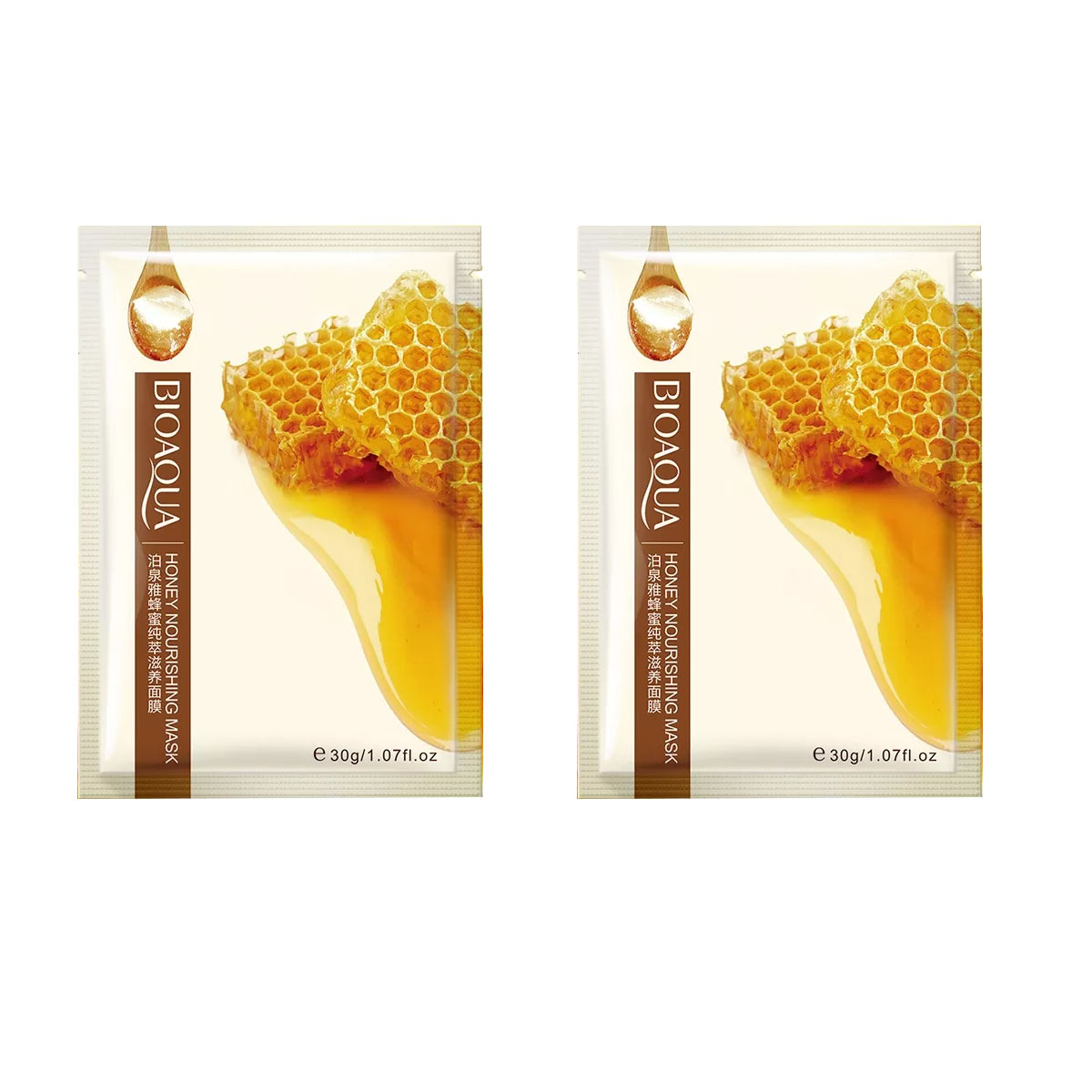 ماسک صورت بایو آکوا مدل honey وزن 30 گرم بسته 2 عددی