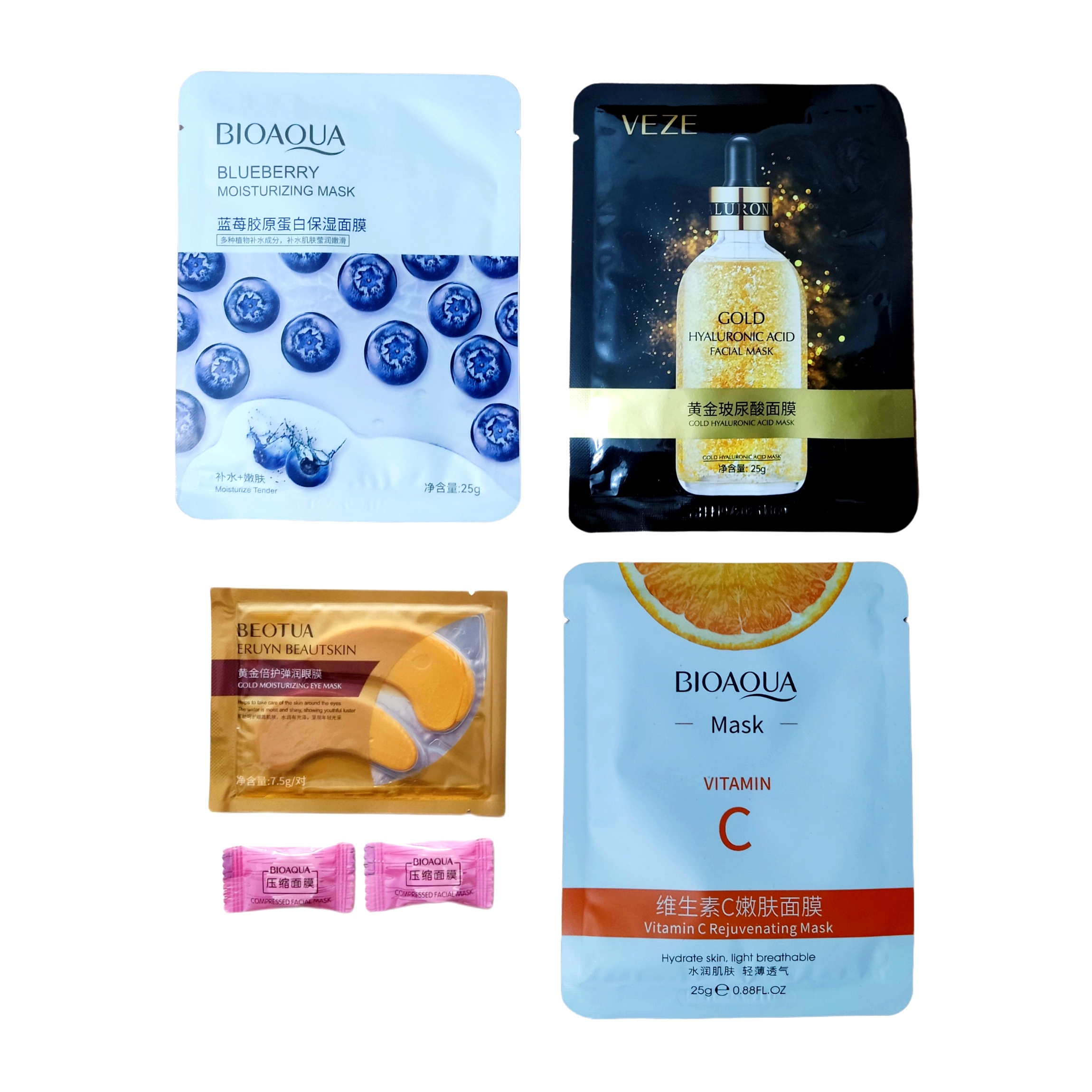 ماسک صورت بایوآکوا مدل 02 وزن 25 گرم بسته 4 عددی به همراه قرص ماسک بایوآکوا بسته 2 عددی