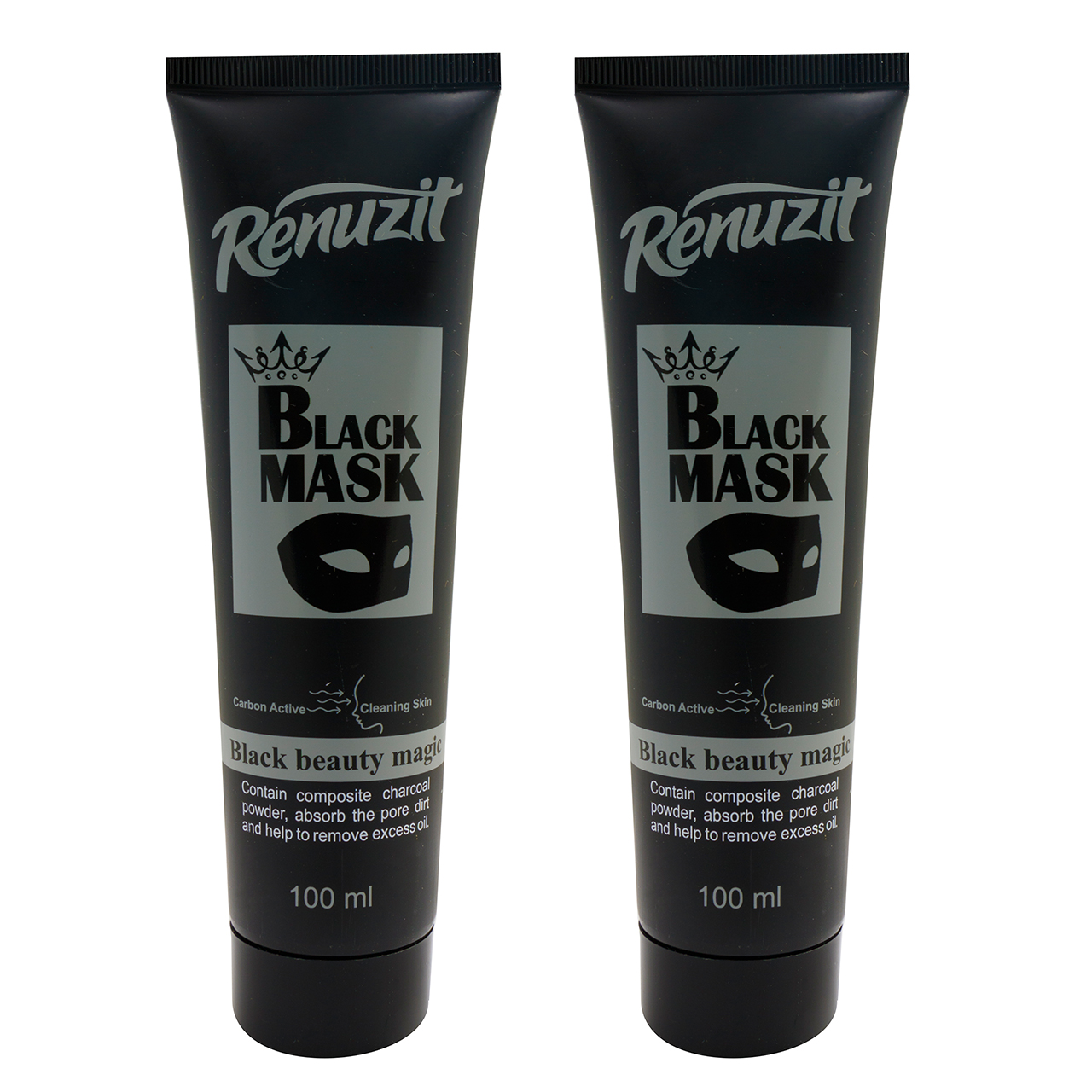 ماسک صورت رینو زیت مدل black mask carbon active حجم 100 میلی لیتر مجموعه 2 عددی