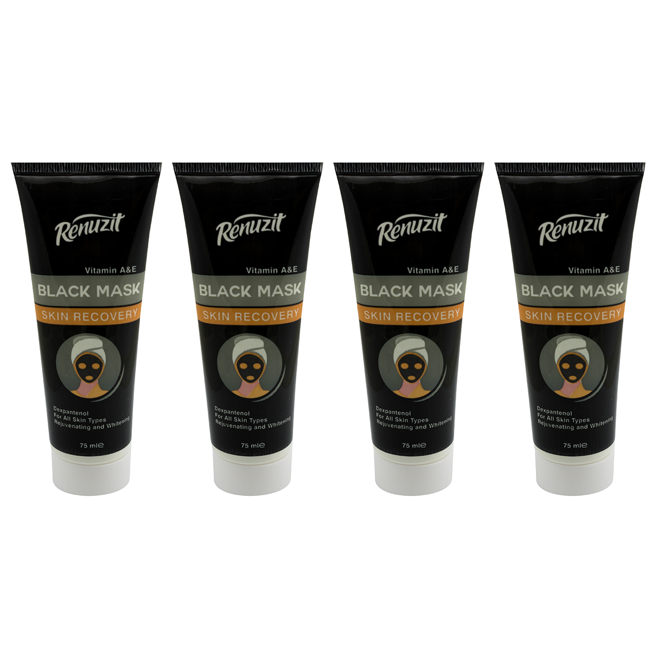 ماسک صورت رینو زیت مدل black mask carbon active حجم 75 میلی لیتر مجموعه 4 عددی