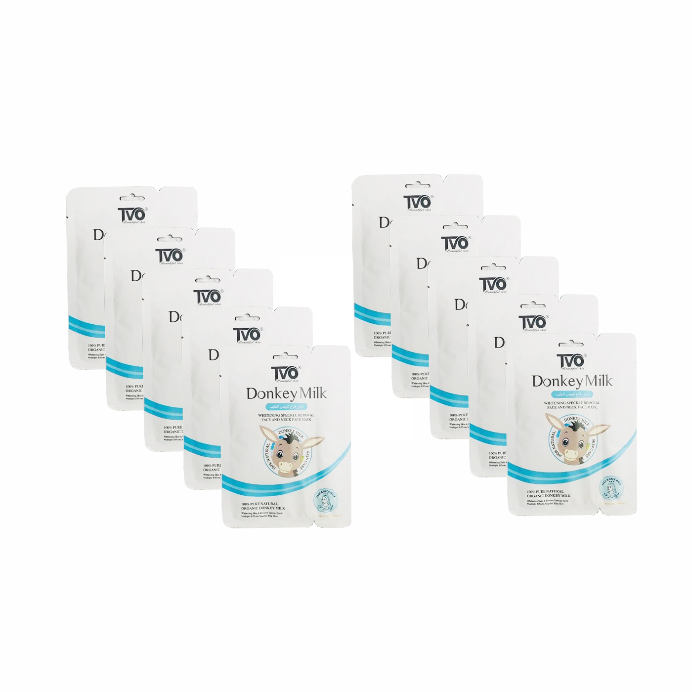 ماسک صورت و گردن تی وی او مدل شیر الاغ وزن 41 گرم مجموعه 10 عددی