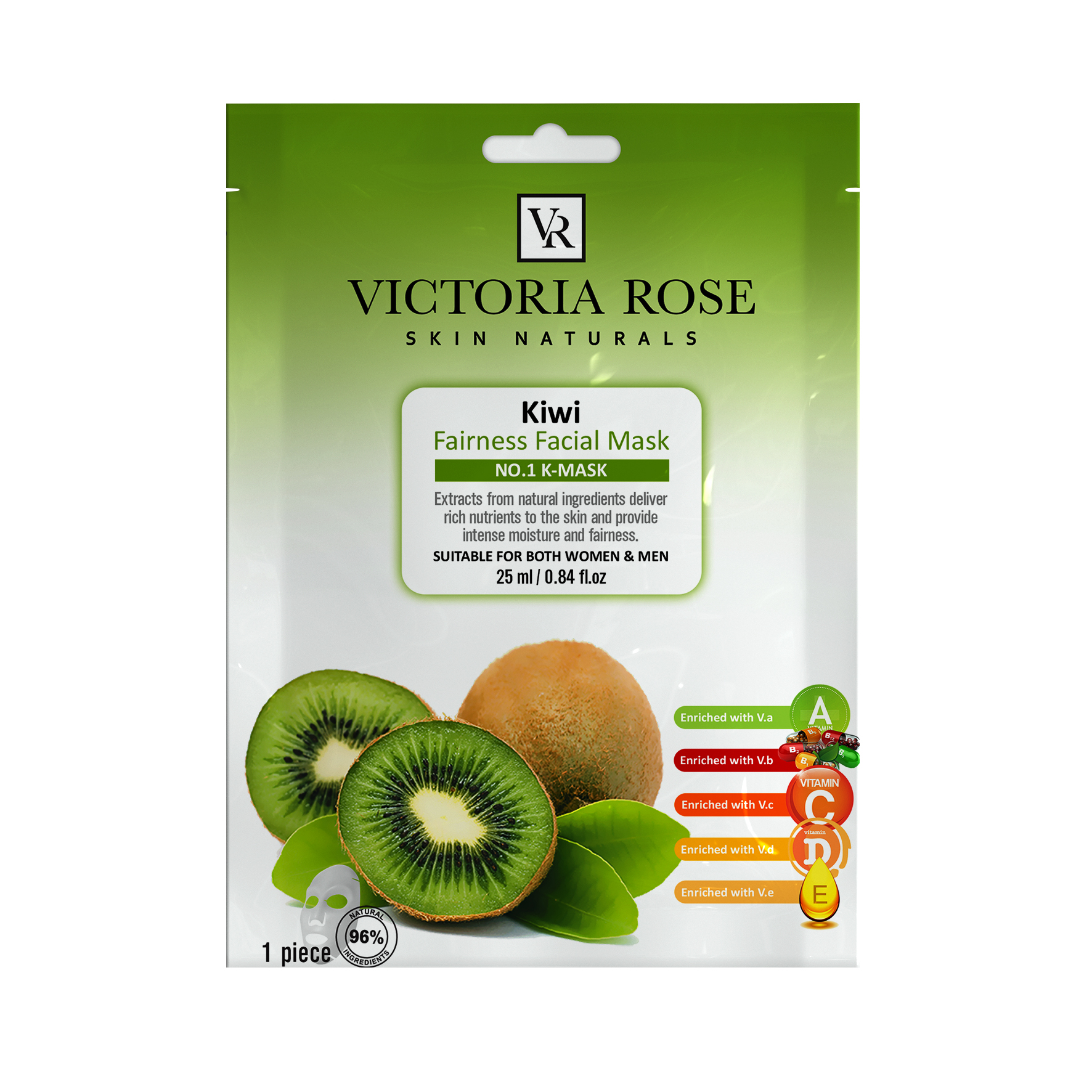 ماسک صورت ویکتوریا رز مدل kiwi حجم 25 میلی لیتر بسته 5 عددی