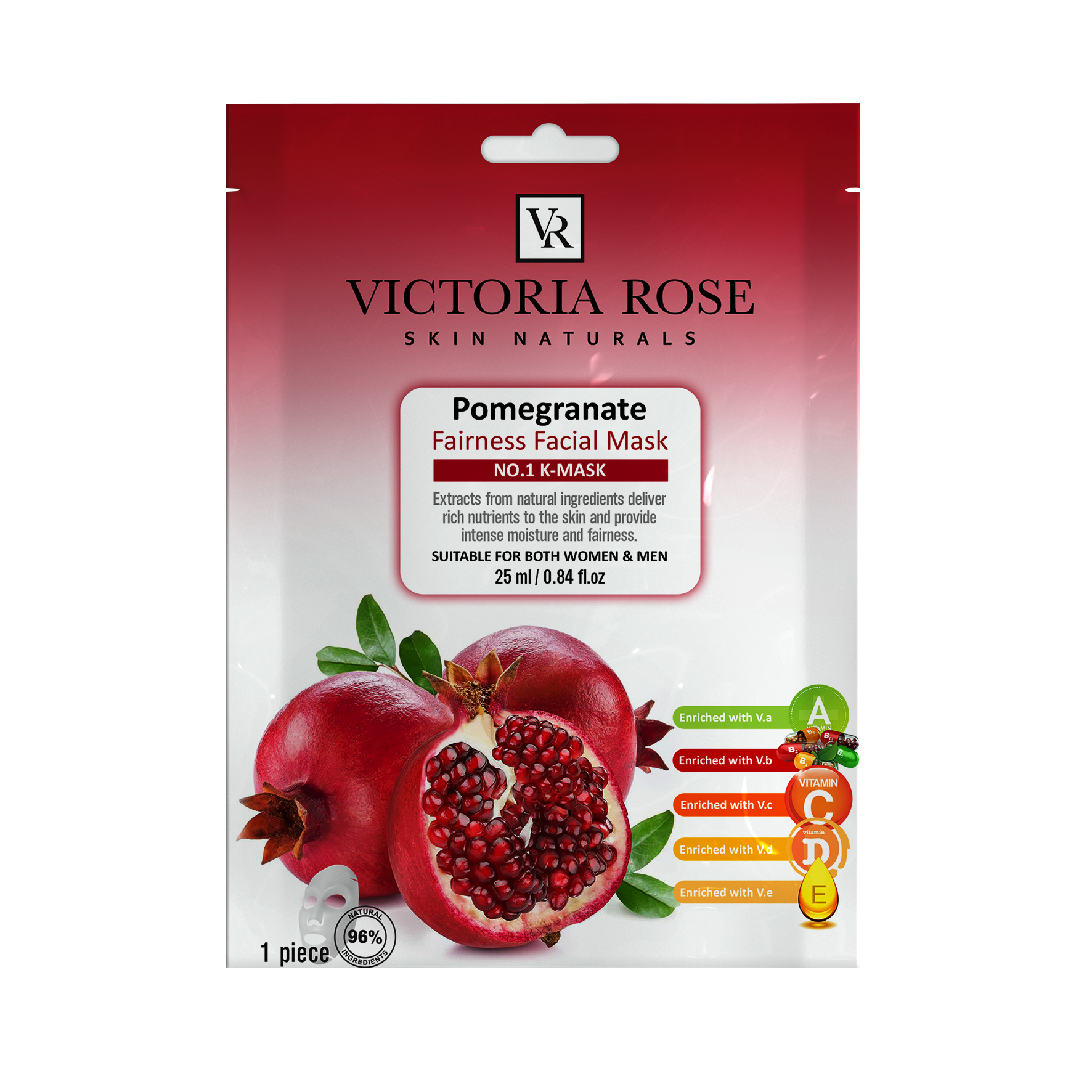 ماسک صورت ویکتوریا رز مدل pomegranate حجم 25 میلی لیتر بسته 10 عددی