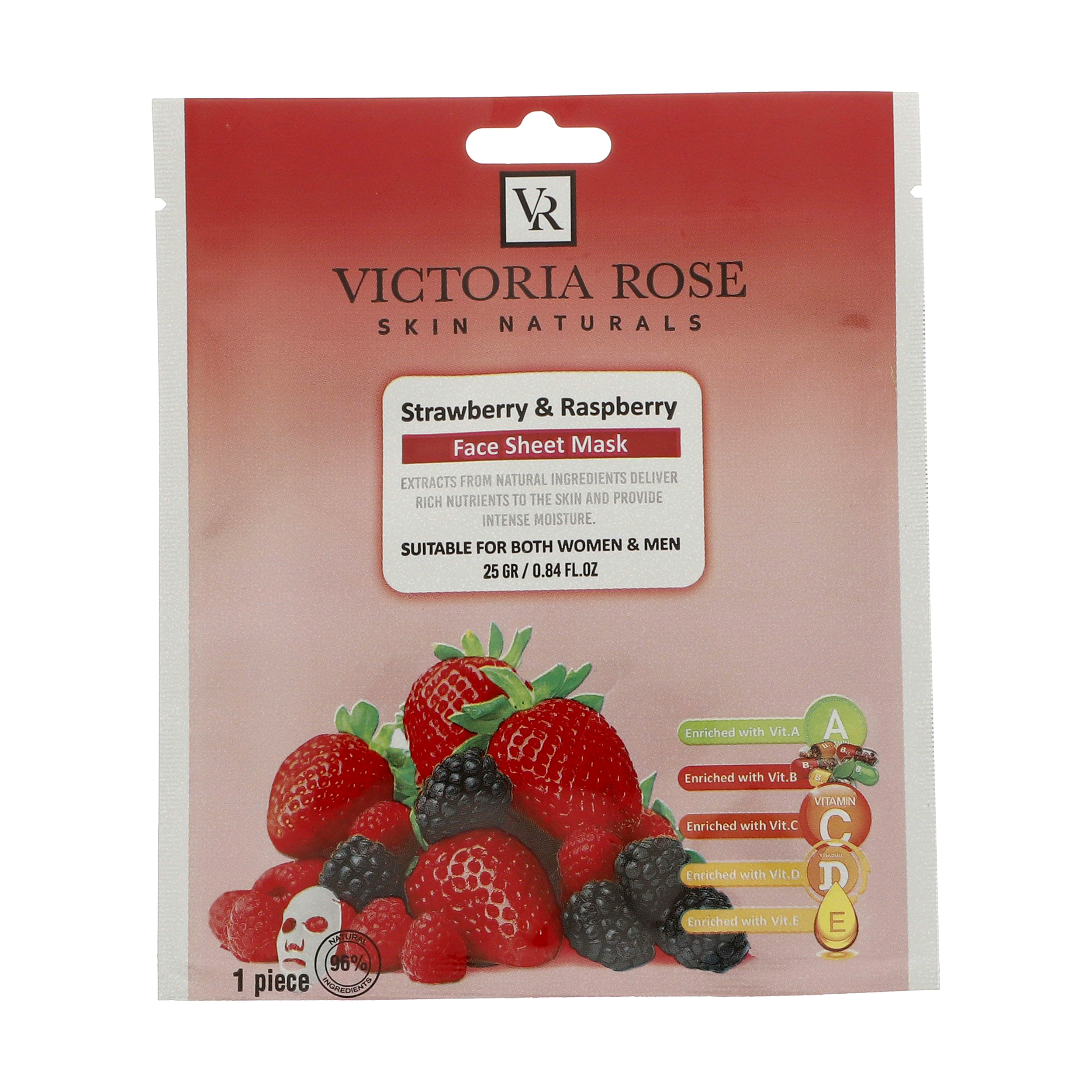 ماسک صورت ویکتوریا رز مدل strawberry raspberry حجم 25 میلی لیتر