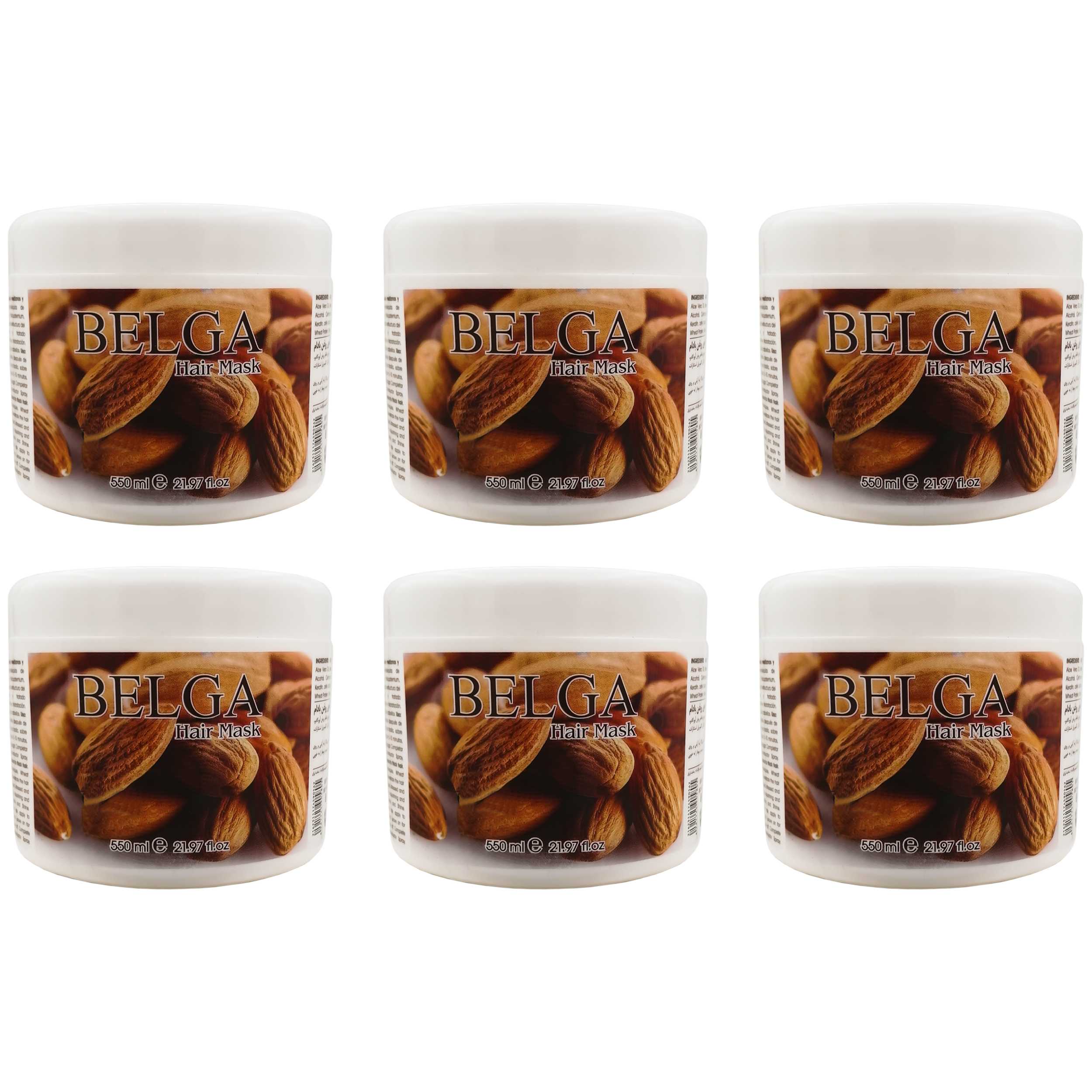 ماسک مو بلگا مدل almond حجم 550 میلی لیتر مجموعه 6 عددی