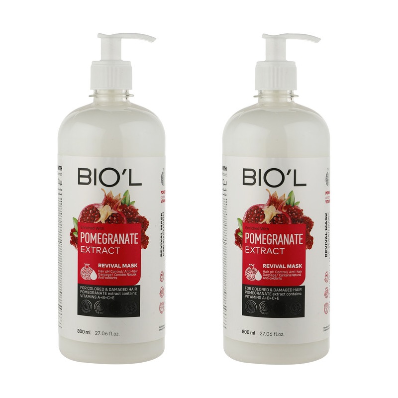 ماسک مو بیول مدل pomegranate extract حجم 800 میلی لیتر بسته 2 عددی