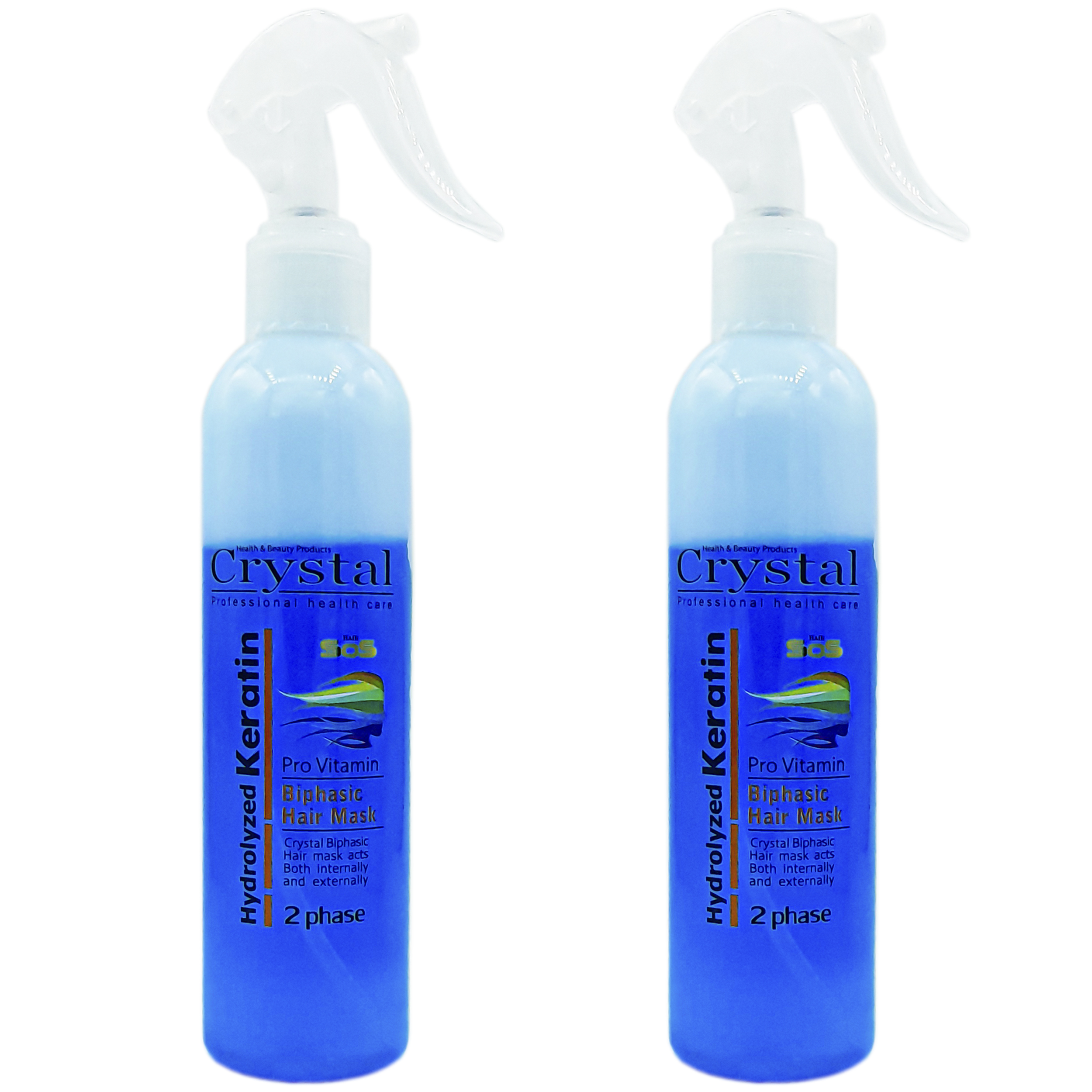 ماسک مو دو فاز کریستال مدل hydrolyzed keratin حجم 250 میلی لیتر مجموعه 2 عددی