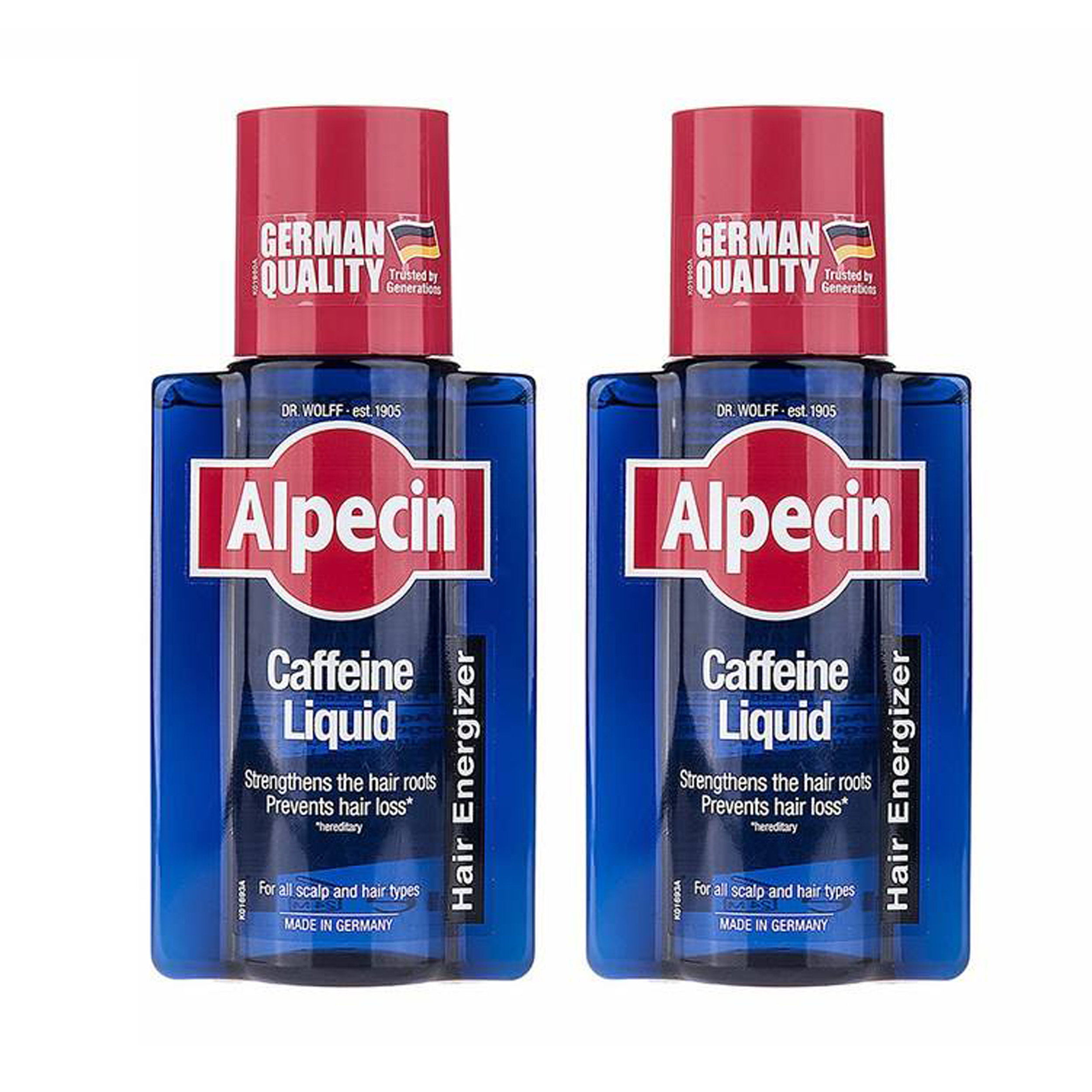 محلول تقویت کننده مو آلپسین مدل caffeine حجم 200 میلی لیتر مجموعه 2 عددی