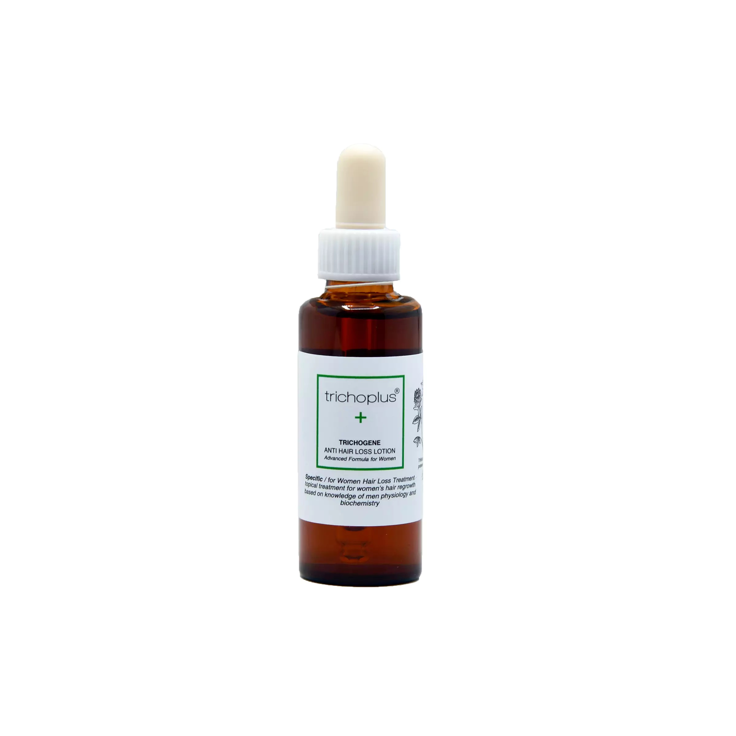 محلول تقویت کننده و ضد ریزش مو بانوان تریکوپلاس مدل trichogene حجم 45 میلی لیتر