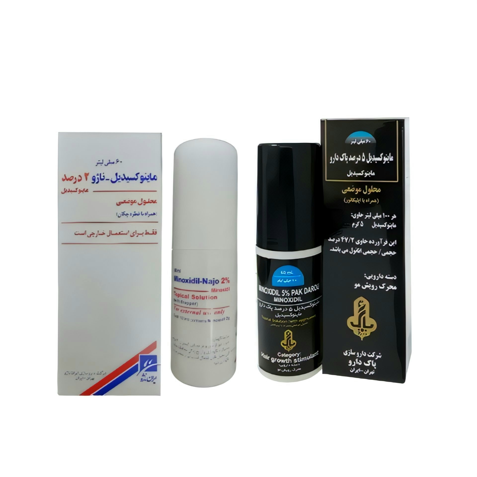 محلول محرک رشد مو پاک دارو مدل ماینوکسیدیل 5و 2 درصد حجم 60 میلی لیتر بسته 2 عددی