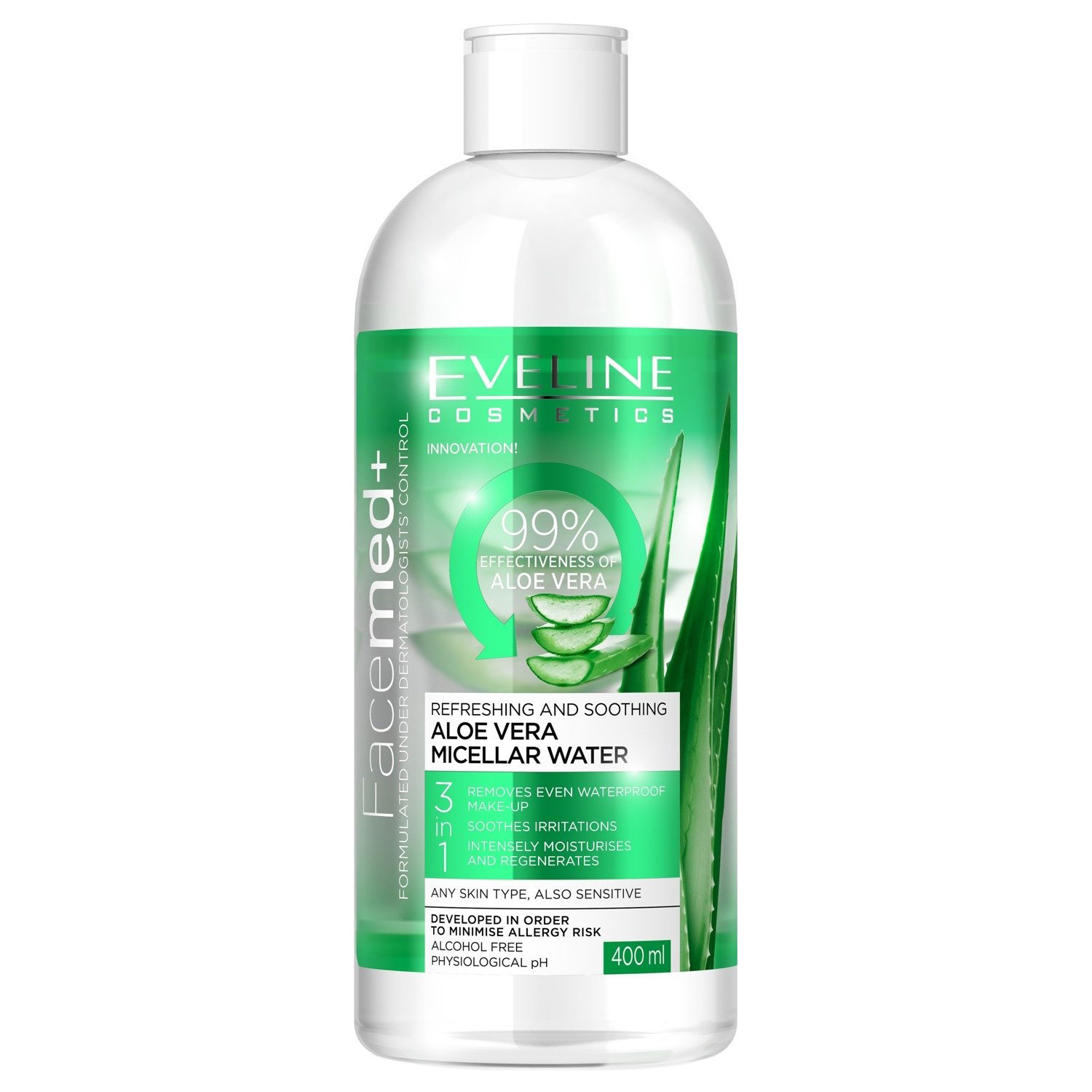 محلول پاک کننده آرایش صورت اولاین مدل aloe vera حجم 400 میلی لیتر