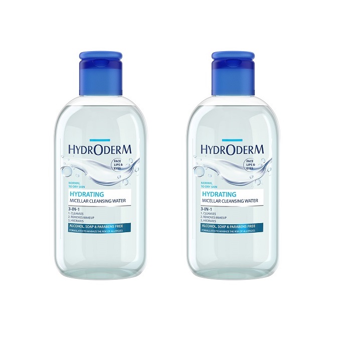 محلول پاک کننده آرایش هیدرودرم مدل hydrating حجم 250 میلی لیتر مجموعه 2 عددی
