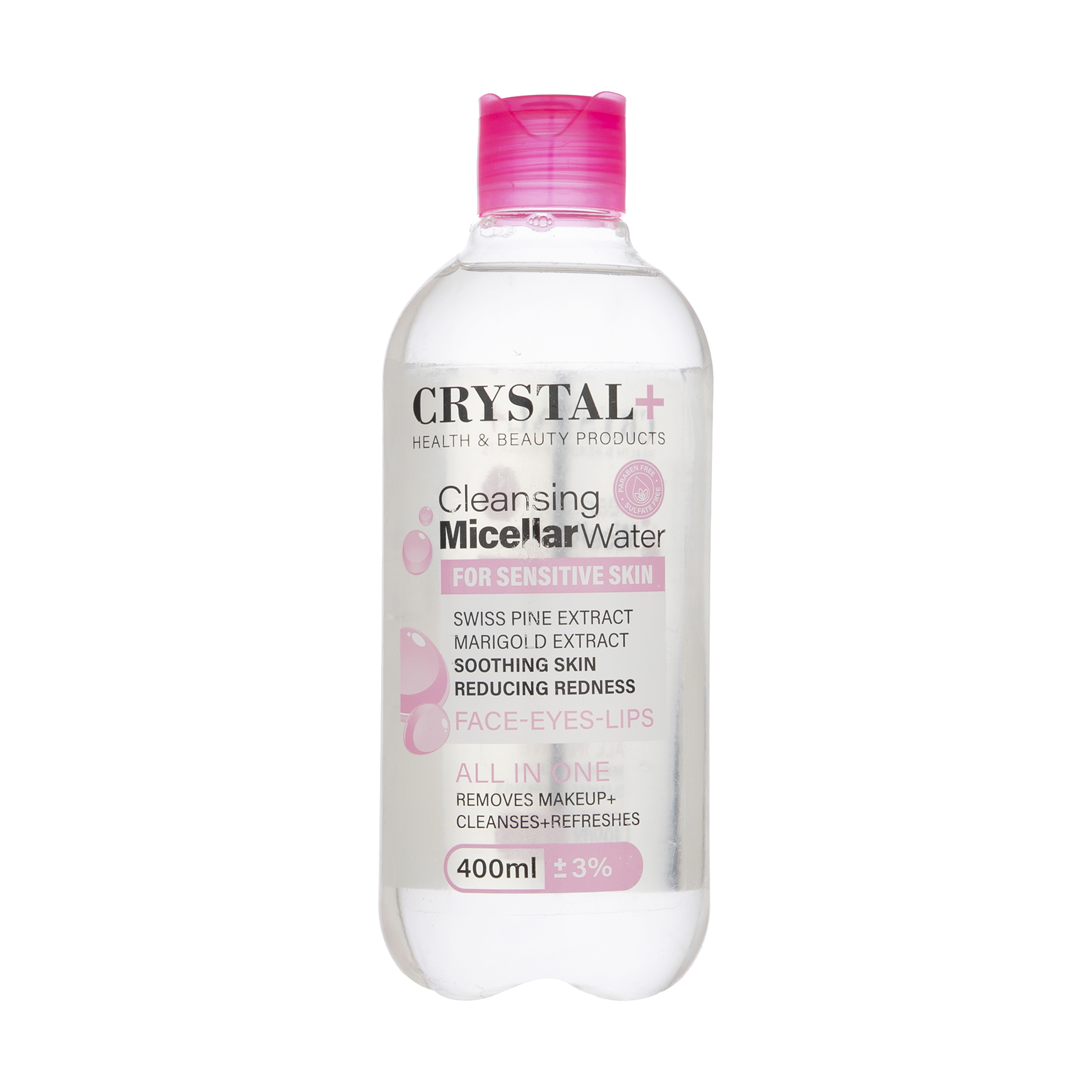 محلول پاک کننده آرایش کریستال مدل cleansing micellar water حجم 400 میلی لیتر